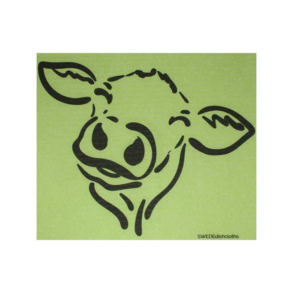 Eco-Friendly Cellulose Sponge Dish Towels Set of 4 - Reusable Swedish Dish Cloths with Cow Silhouette Design for Kitchen Cleaning, Dish Drying & Household Chores