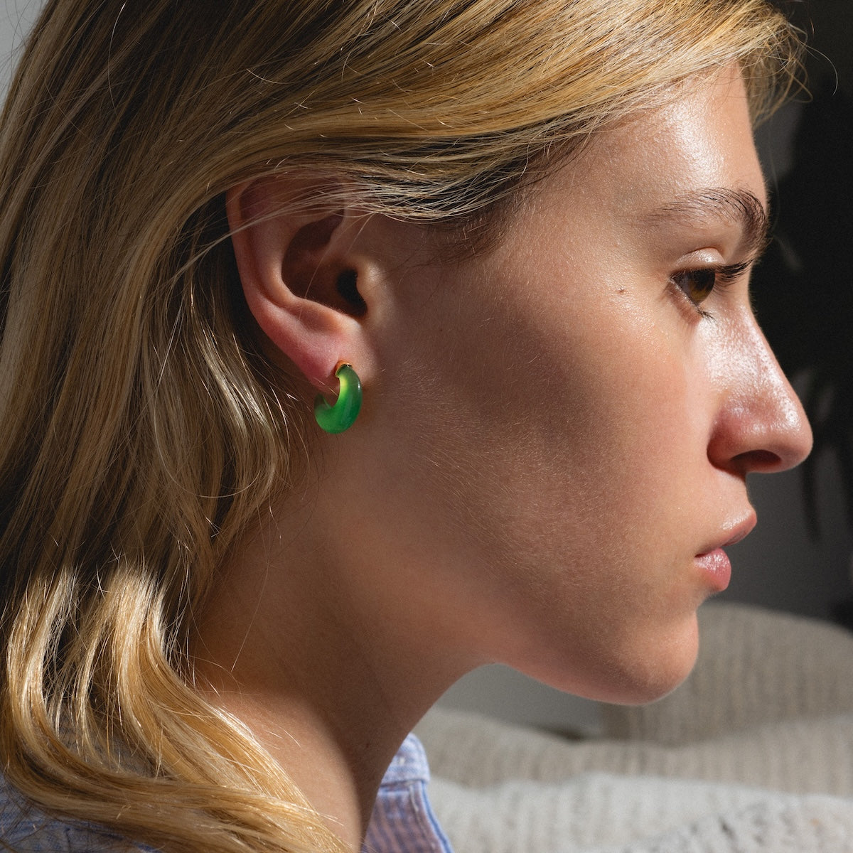 Half Moon Green Chalcedony Earrings - Natural Gemstone Dangle Earrings for Women | Perfect for Boho, Wedding & Everyday Jewelry