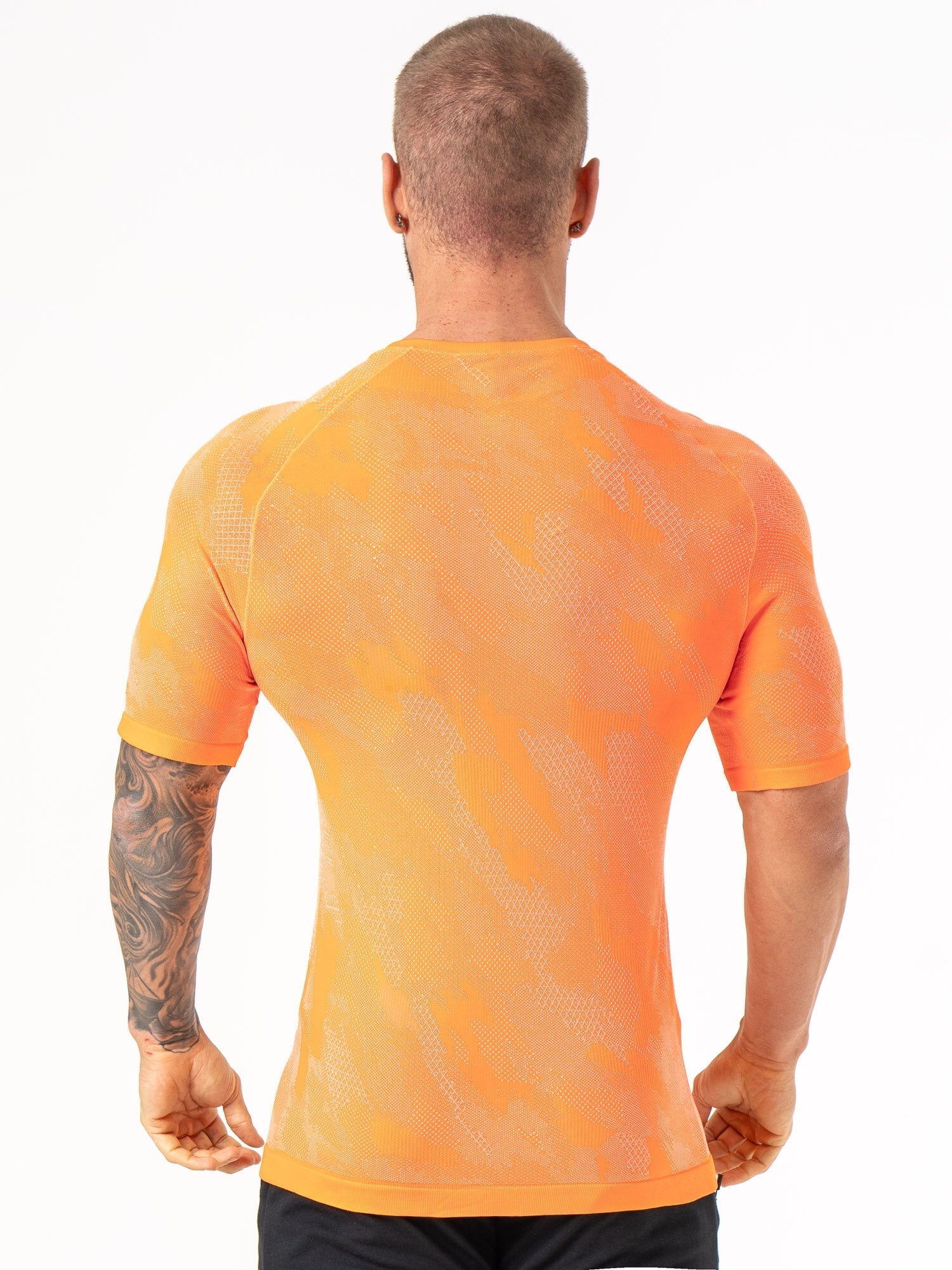 Aero Core Seamless T-Shirt for Men - Breathable Quick-Dry Orange Workout Shirt - Perfect for Gym, Running & Outdoor Activities