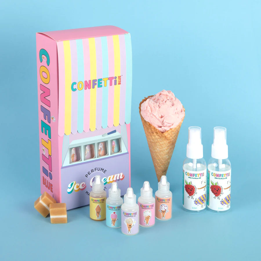 Confetti Blue Ice Cream Scented Perfume Making Kit for Kids DIY Craft Projects - Fun Birthday Party Activity & Creative Gift Idea