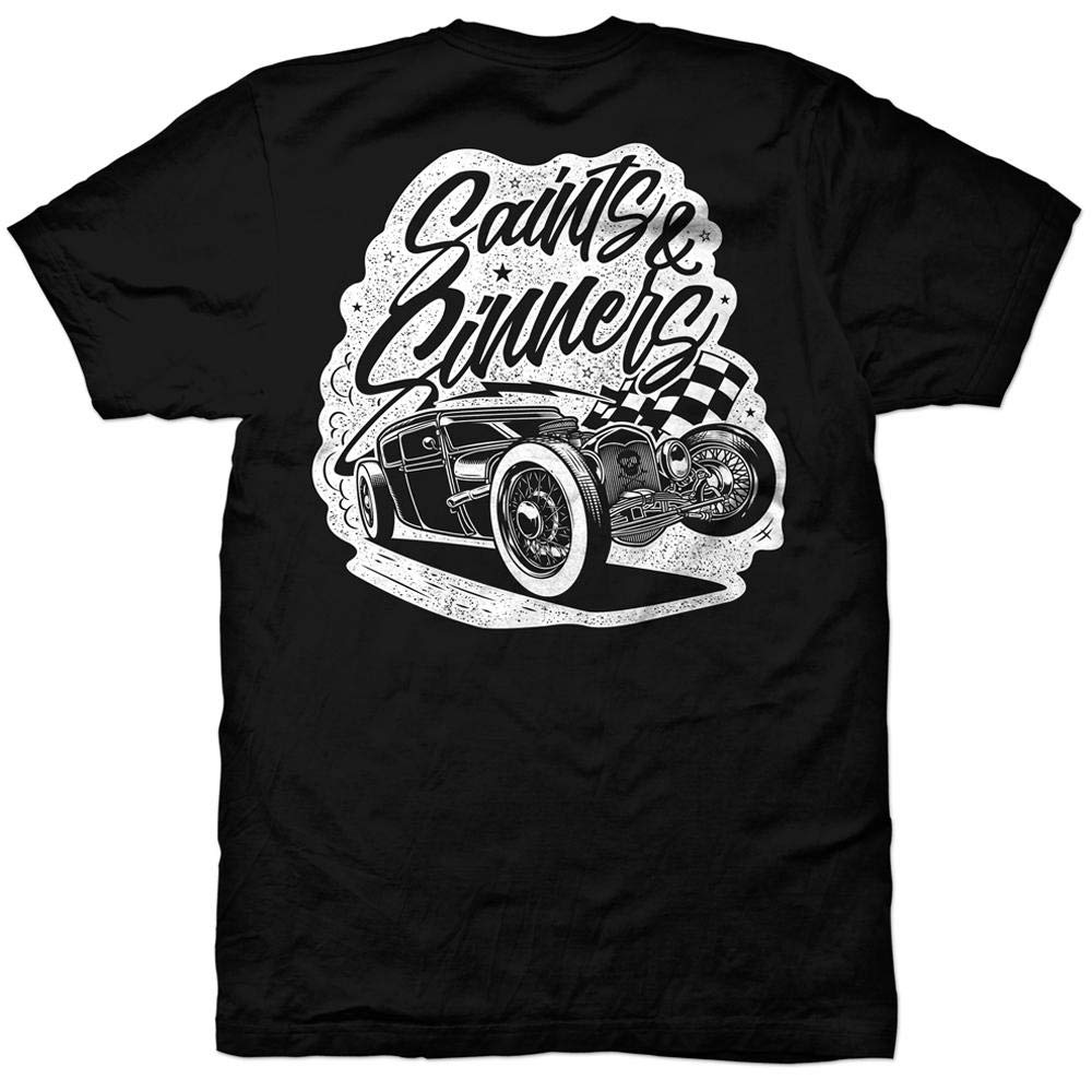 RED DEVIL CLOTHING Men's Racer T-Shirt - Black | Slim Fit Performance Shirt for Motorcycle Riding & Streetwear Fashion