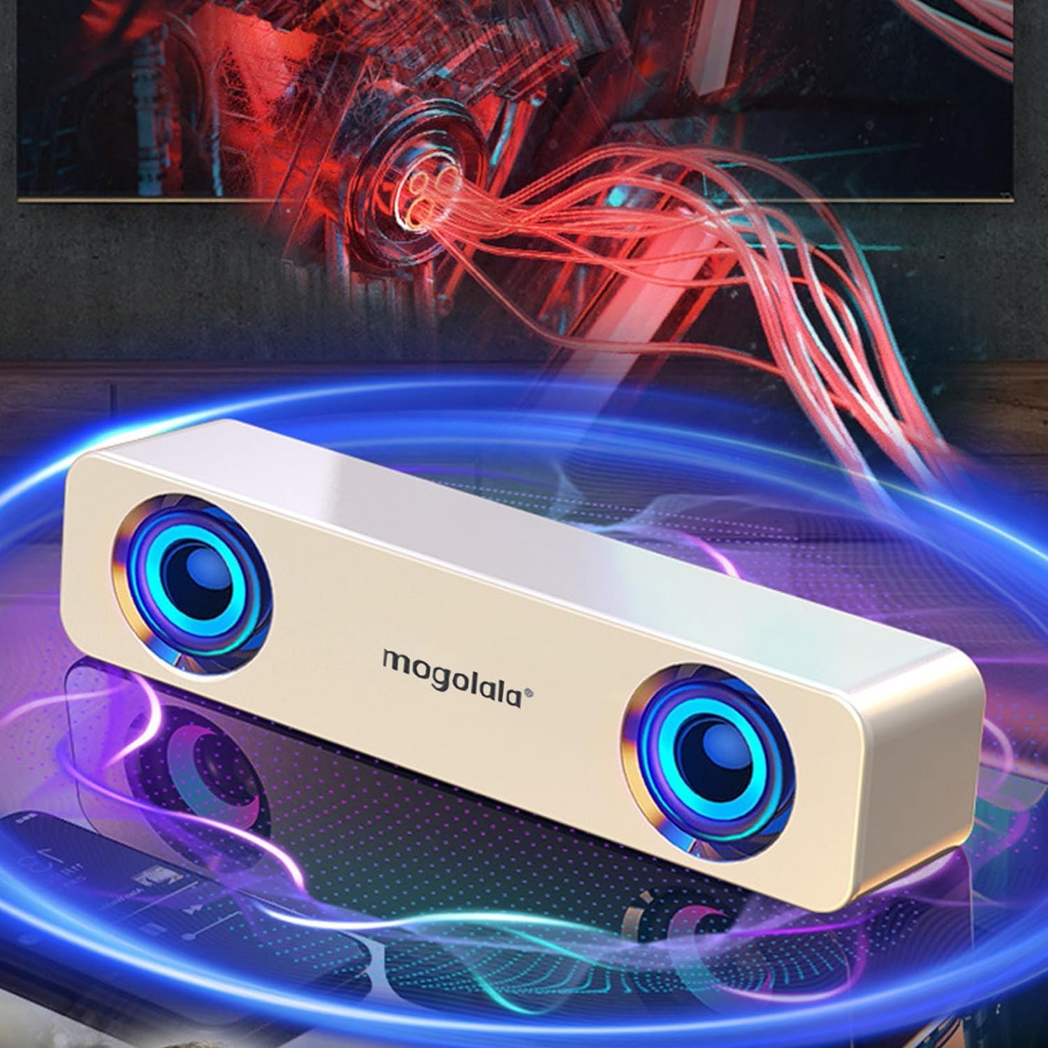 Wireless Bluetooth Computer Speakers with USB Power - Compact Desktop Audio System, Dual Stereo Sound & Built-in Subwoofer for PC, Laptop, TV, Gaming & Home Office (White) | Perfect for Music, Movies, Video Calls & Streaming | Enhance Work Productivity, Gaming Experience & Home Theater Setup | Ideal for Zoom Meetings, Online Classes & Relaxing Background Music | Great for Small Spaces, Dorm Rooms & Workstations
