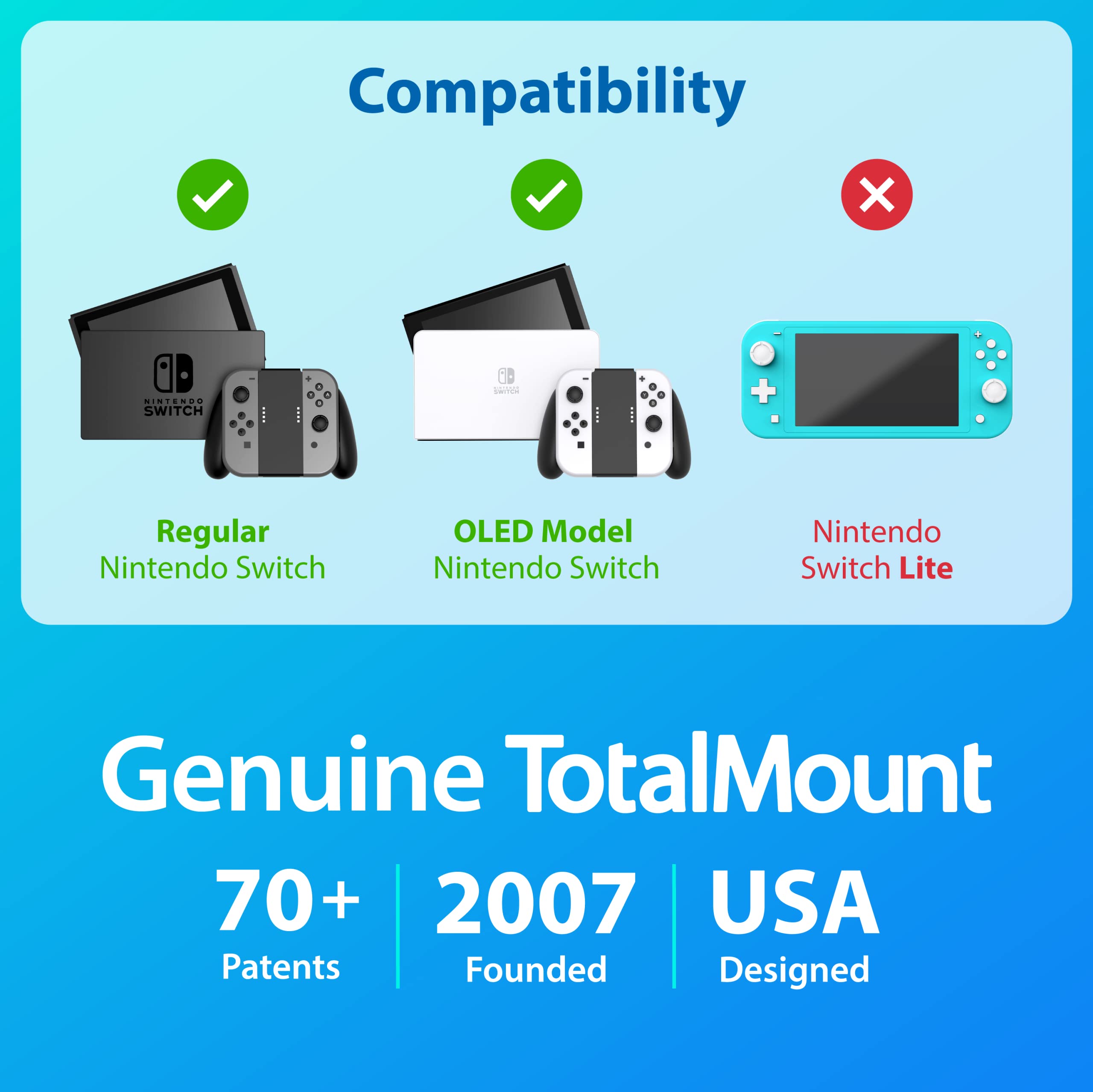 TotalMount Wall Mount for Nintendo Switch - Secure TV Mounting Bracket for Gaming Setup | Perfect for Living Room & Bedroom Gaming Stations