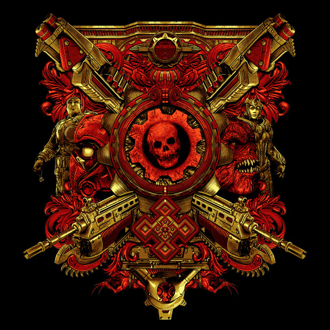 Gears of War Legacy Gold Foil Graphic T-Shirt | Official Video Game Merchandise | Perfect for Gaming Events & Cosplay