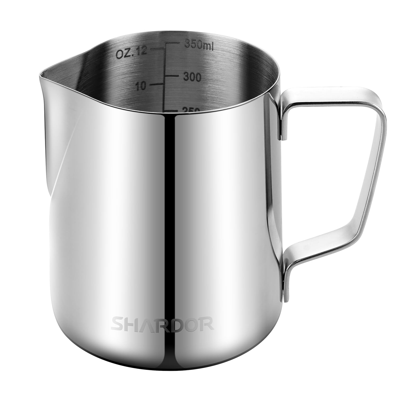 SHARDOR 12oz/350ml Stainless Steel Milk Frothing Pitcher - Barista Espresso Frother Cup for Latte Art, Cappuccino & Coffee - Perfect for Home & Cafe Use