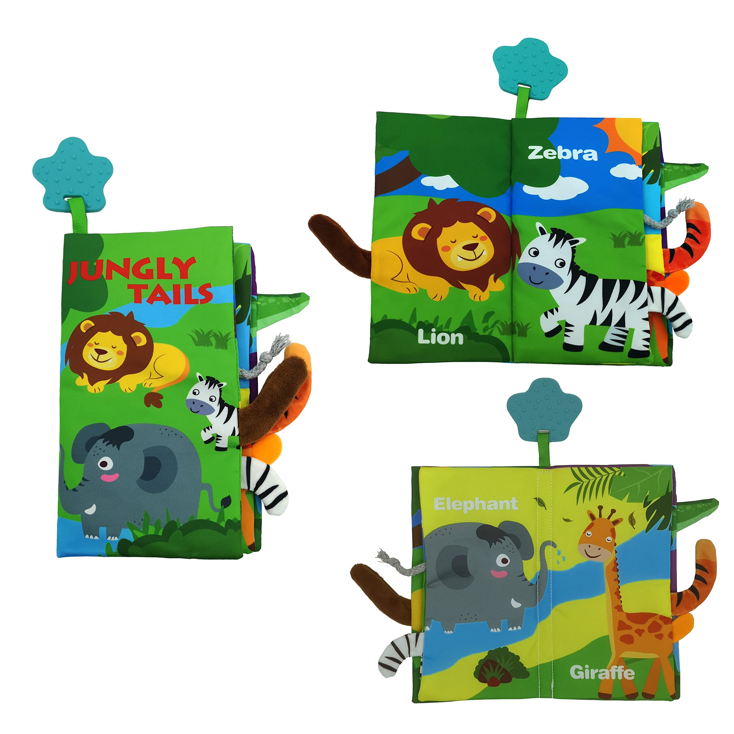 Soft Crinkle Infant Unbreakable Baby Books for 0-6 Months - Vivid Animal Tail Teething & Tummy Time Toys - Early Touch Feel Sensory Book for Newborn Essentials - Perfect for Playtime, Learning & Developmental Stimulation
