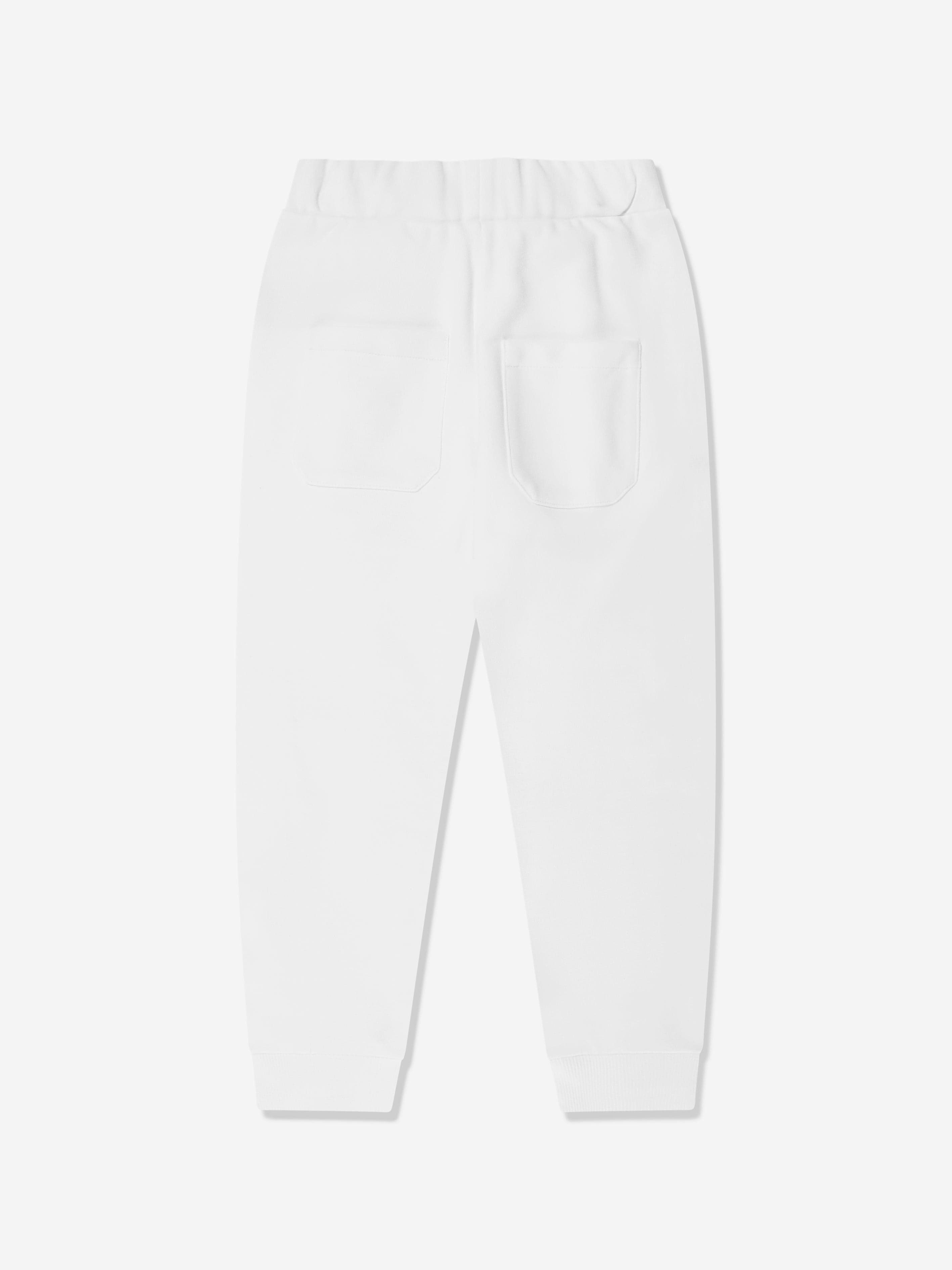 Balmain Girls Logo Joggers - White Cotton Athletic Pants for Kids | Casual Wear, Playdates & School Activities