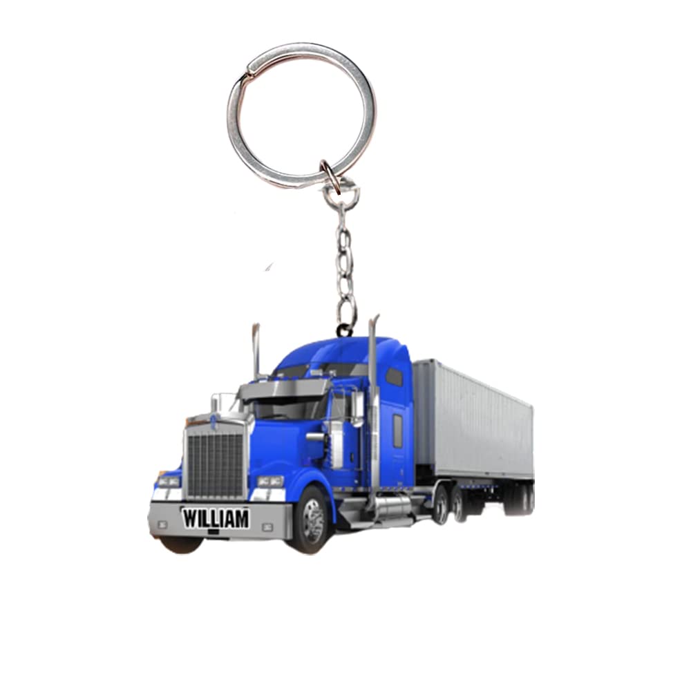 Custom Trucker Acrylic Keychain - Personalized Truck Driver Gift for Men - Great Father's Day Present - Ideal for Work Keys, Car Keys & Gift Giving