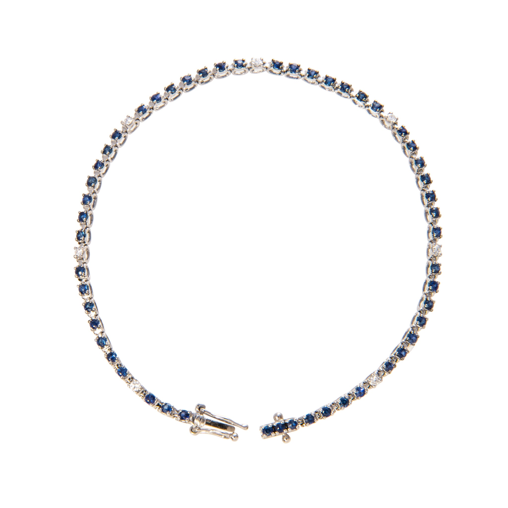 14K White Gold Sapphire & Diamond Tennis Bracelet for Women - Elegant Jewelry Gift for Weddings, Anniversaries & Special Occasions