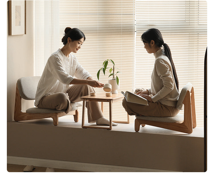 Japanese Style Oak Solid Wood Tea Chair - Handcrafted Traditional Tea Ceremony Chair for Zen Garden, Meditation & Home Decor