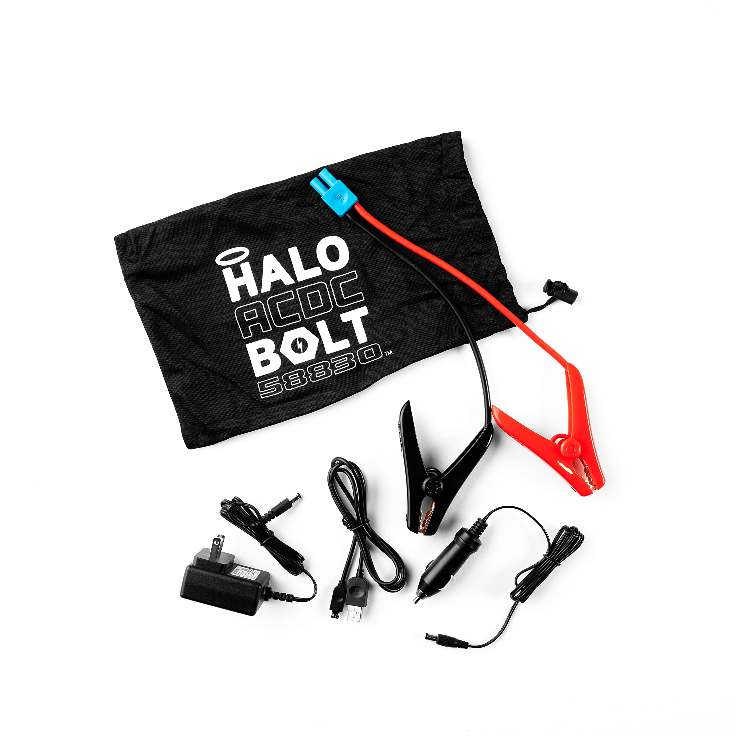 HALO Bolt 58830mWh Portable Power Bank with AC Outlet - USB Phone & Laptop Charger, Car Jump Starter, Includes Car Charger (Blue Graphite) - Perfect for Camping, Travel, and Emergency Power Outages