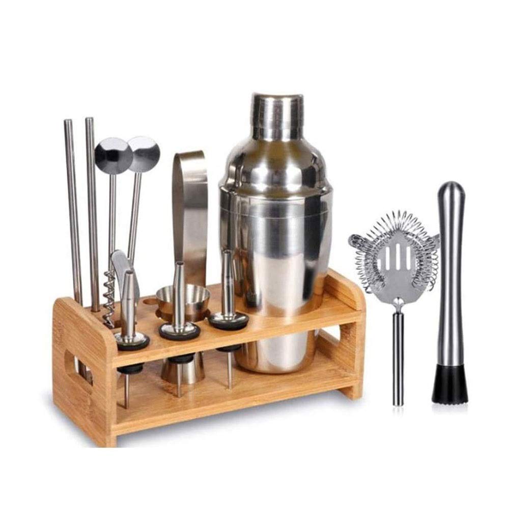 11-Piece Professional Stainless Steel Cocktail Shaker Set with Stand - Complete Bartender Kit for Mixing Drinks, Cocktails & Mocktails | Perfect for Home Bars, Parties & Bartending Practice