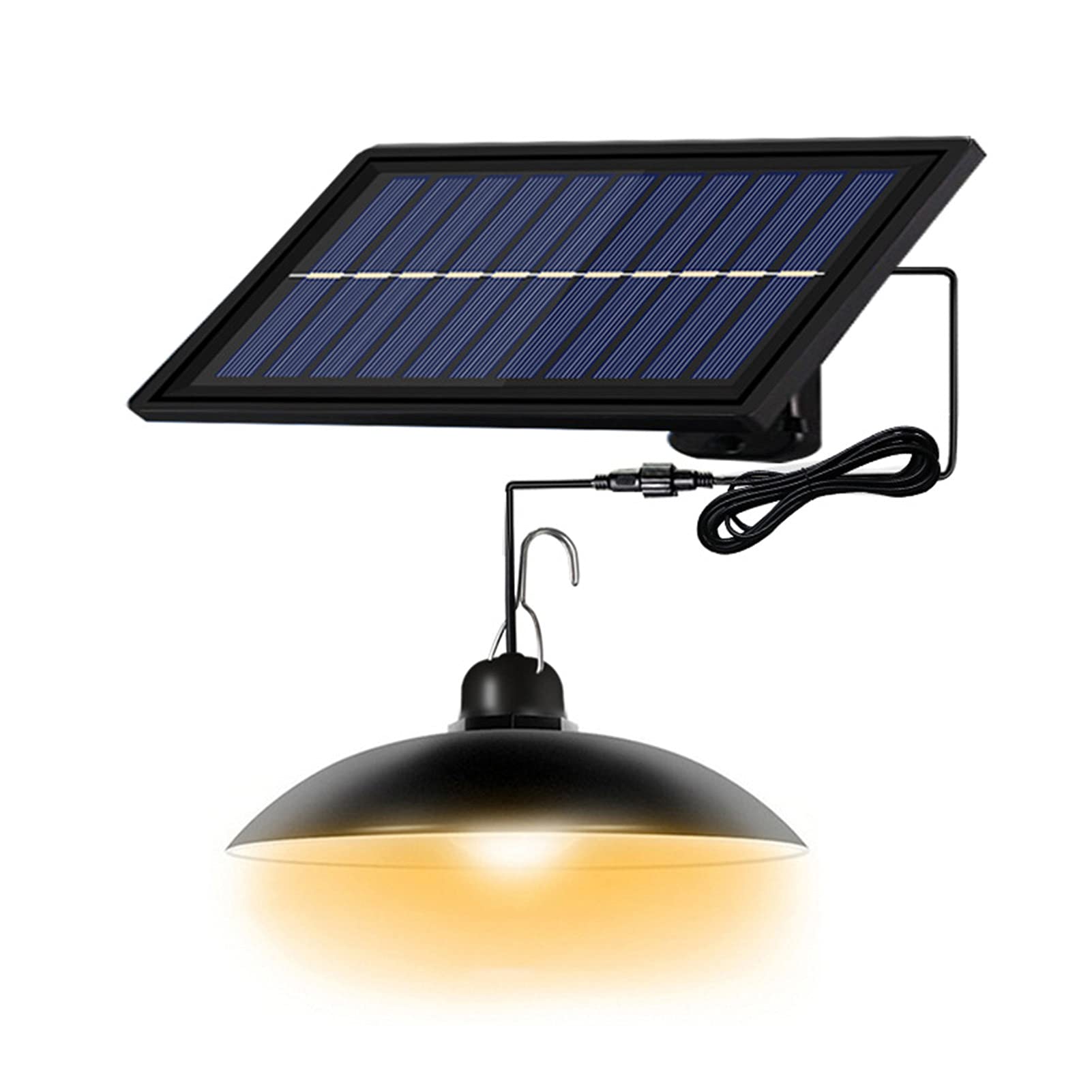 NUZYZ Solar Powered Outdoor LED Pendant Lights - Waterproof Ceiling Lamp with Remote Control, Energy Efficient ABS Solar Light for Patio, Garden & Home Decor (Single/Double Head Options)
