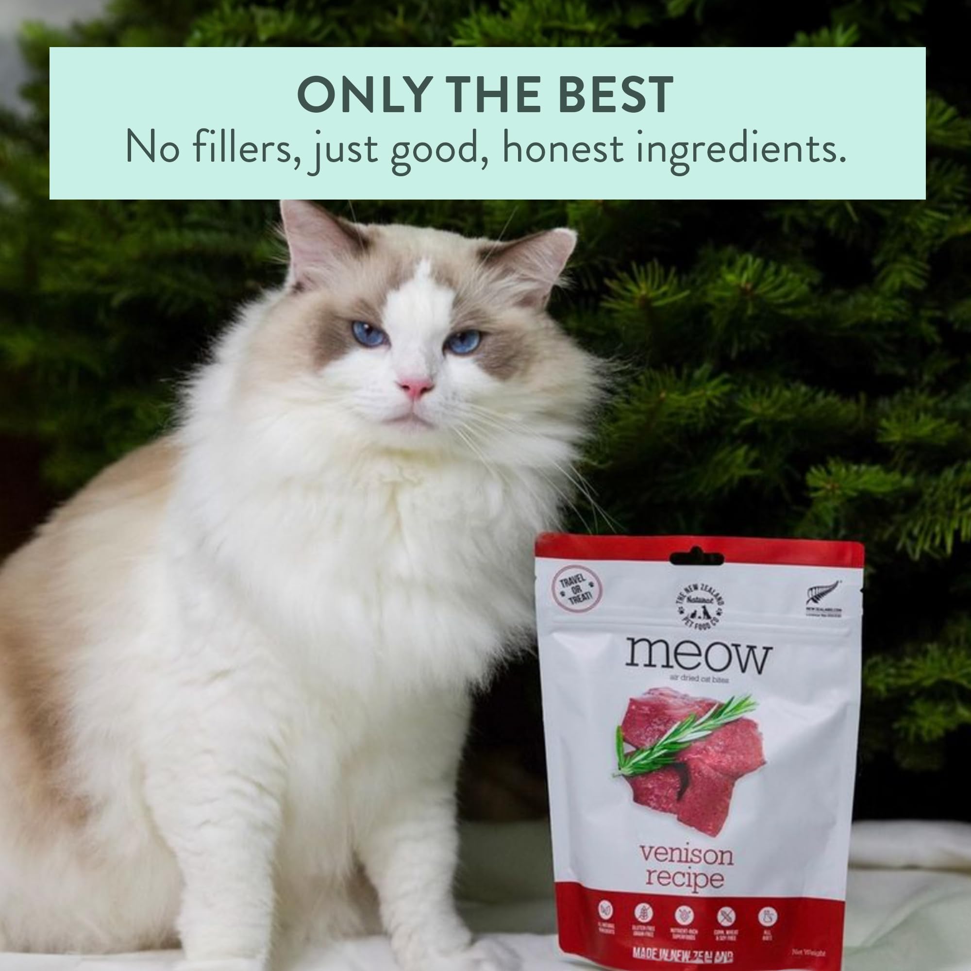 Premium Air-Dried Venison Cat Treats by New Zealand Natural Pet Food Co - Grain-Free, High-Protein Snack for Travel & Training - 3.5oz Pack for Healthy Cats | Perfect for On-the-Go Rewards & Bonding Moments