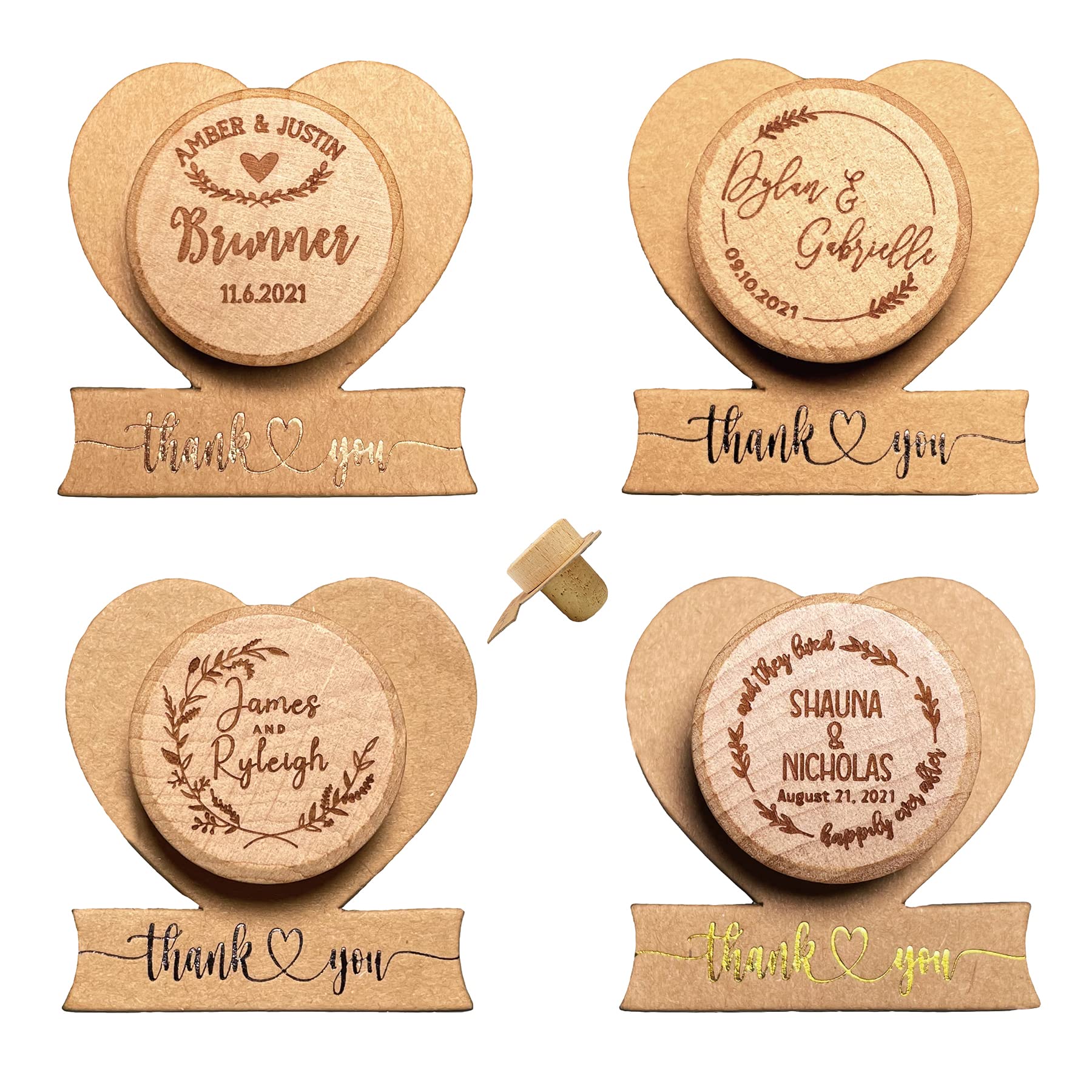Personalized 150 PCS Wine Bottle Cork Stoppers with Foiled Thank You Card - Elegant Wedding Favors, Bridal Shower Gifts, Party Supplies - Perfect for DIY Wedding Decor, Anniversary Celebrations & Special Events