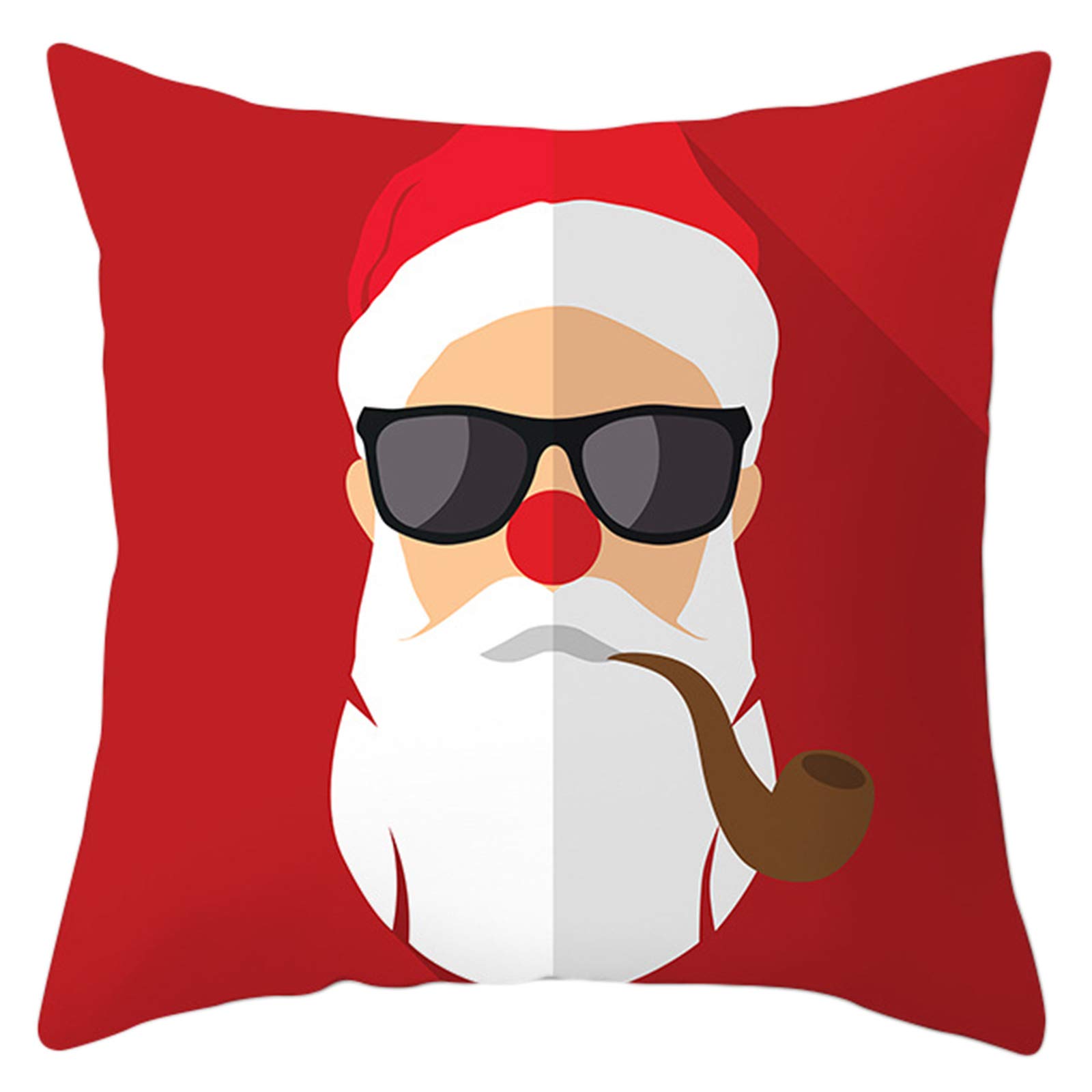 Funny Santa Claus Glasses Merry Christmas Throw Pillow Case - Holiday Sofa Cushion Cover for Living Room Decor, Xmas Party & Festive Home Accessories