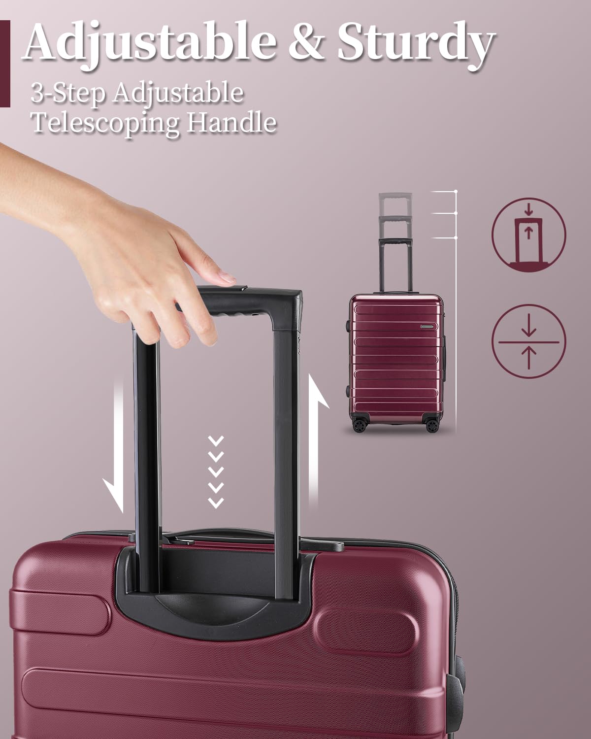 Durable Hardside Carry-On Luggage with 360° Spinner Wheels, TSA Lock & Scratch-Resistant Surface - Expandable 28