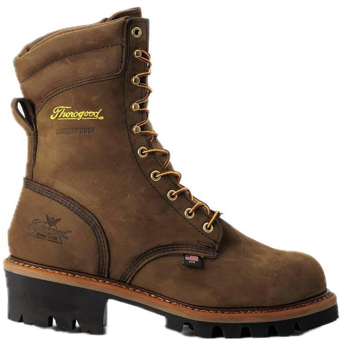 Logger Series 9 Steel Toe Waterproof Work Boots for Men - Brown Studded Horse Riding Boots - Durable Safety Shoes for Construction, Hiking & Outdoor Work