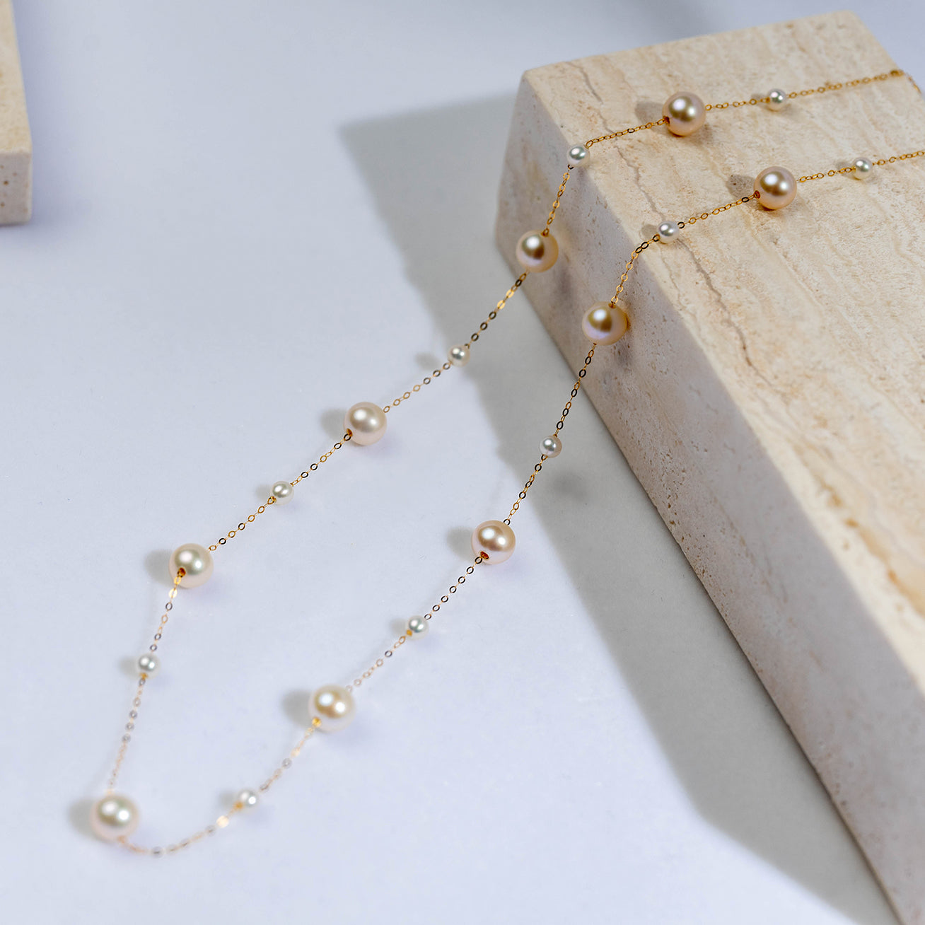 18K Solid Gold Freshwater Pearl Necklace for Women - Elegant Jewelry Gift for Wedding, Anniversary & Special Occasions | KN00027