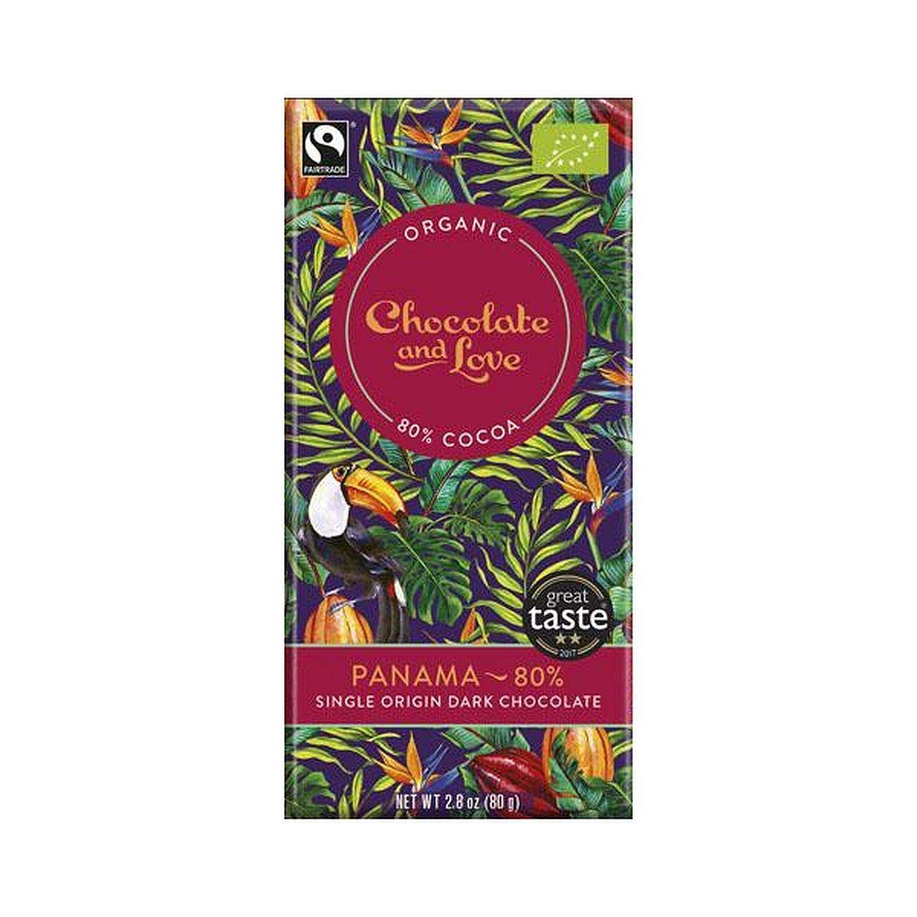Organic Dark Chocolate Bars 2-Pack - Chocolate and Love Panama 2.82oz | Premium Fair Trade Cocoa | Perfect for Gifts, Desserts & Healthy Snacking