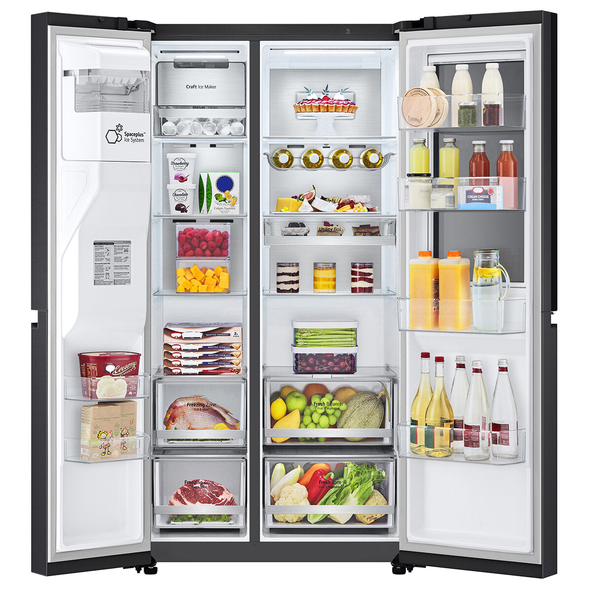 LG 635L 3-Door Side by Side Refrigerator with InstaView™, Ice & Water Dispenser - Matte Black (GS-V600MBLC) - Perfect for Modern Kitchens & Large Families