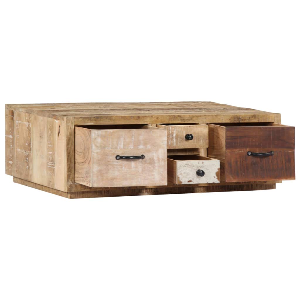 FAMIROSA Solid Mango Wood Coffee Table 35.4x23.6x11.8 Inches - Modern Living Room Furniture for Small Spaces, Home Decor Centerpiece