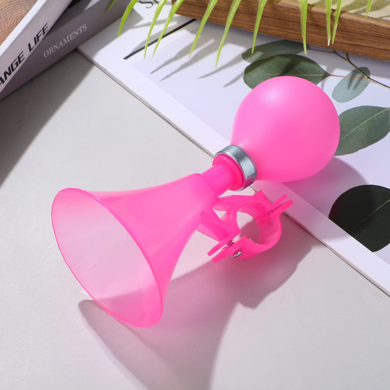 Pink Trumpet Bike Horn - Loud Air Squeeze Horn for Bicycle, Scooter, Skateboard & Stroller - Fun Safety Accessory for Kids & Adults - Perfect for Commuting, Cycling & Outdoor Activities