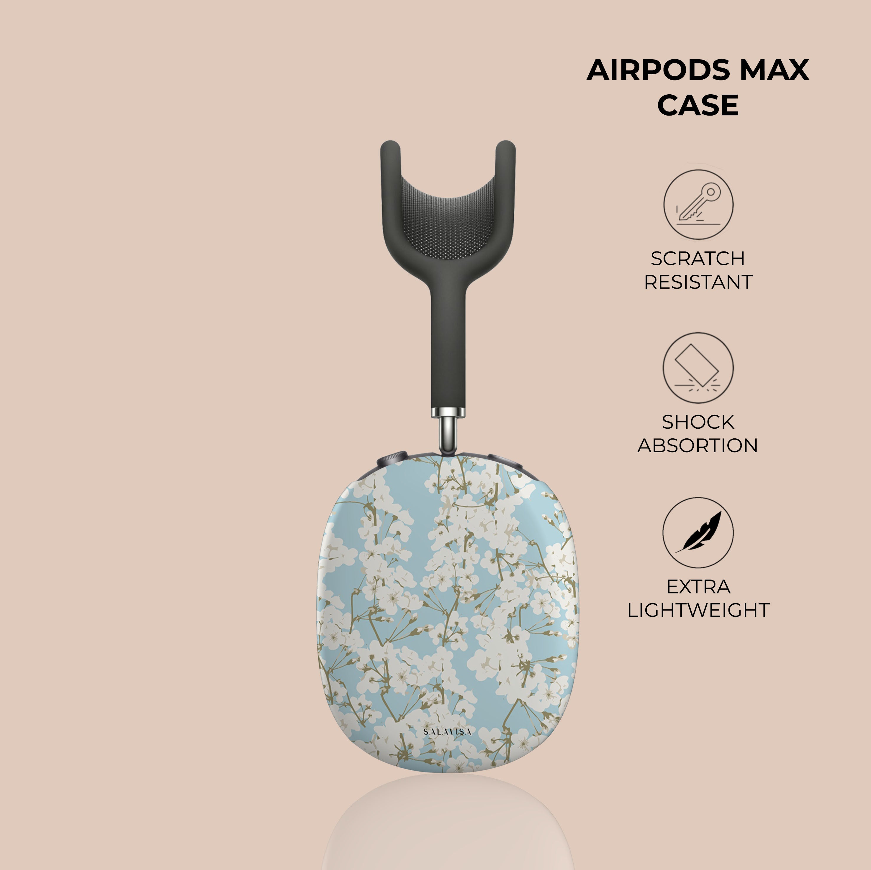 Premium AirPods Max Case with Spring Apple Flower Design - Durable Protective Cover for Travel, Work & Daily Use