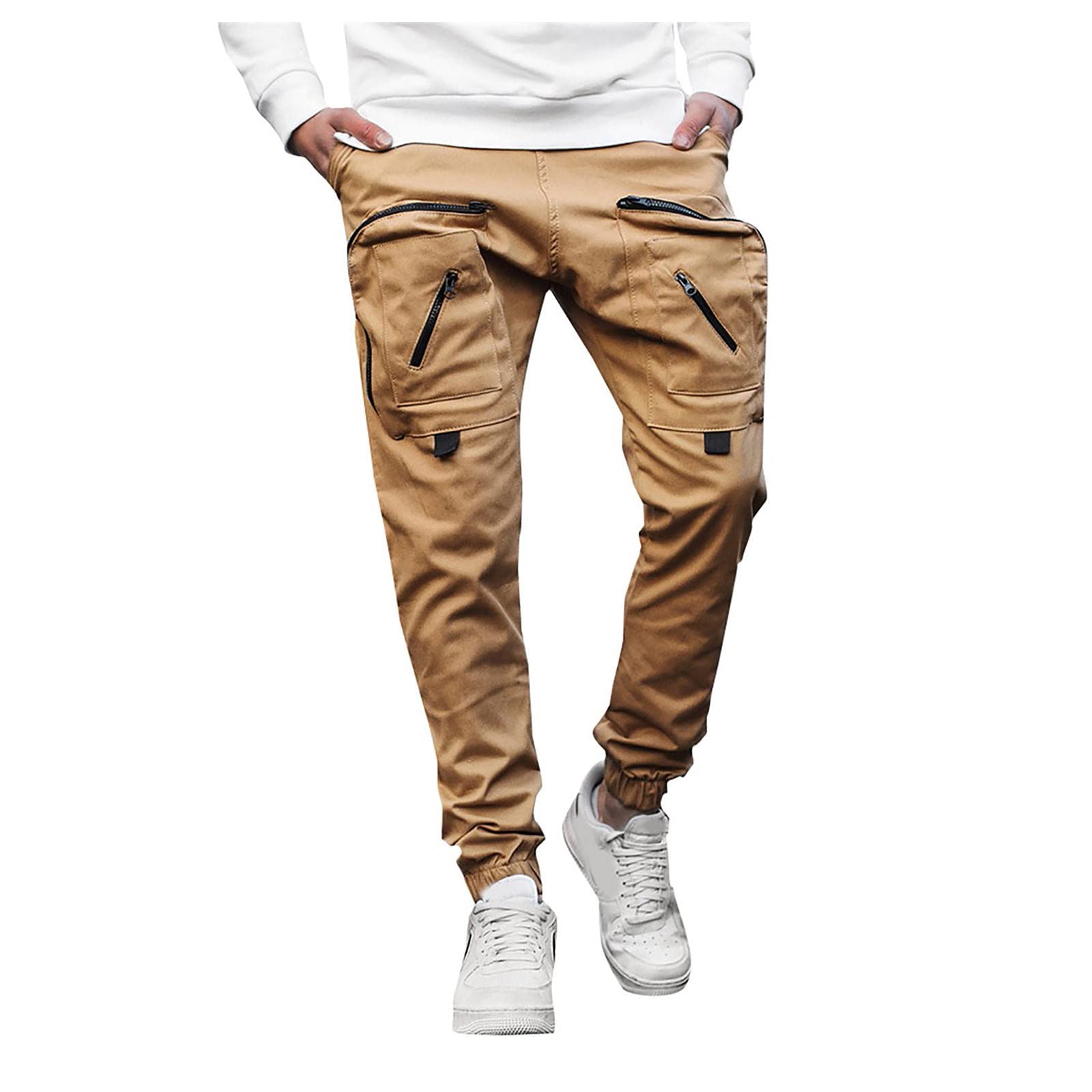 Men's Cargo Pants - Relaxed Fit Striped Work Pants with Multiple Pockets | Comfortable Casual & Sport Wear for Outdoor Activities, Hiking, and Everyday Use