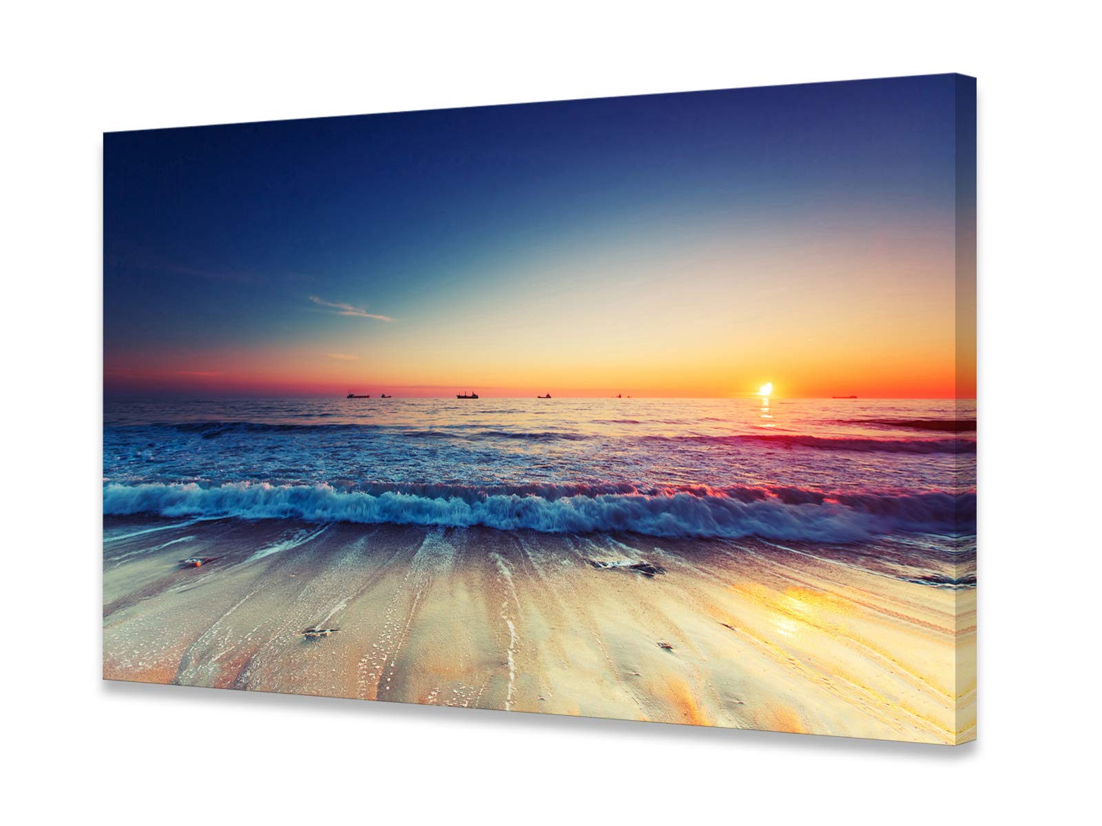 Baisuwallart S05781 Blue Ocean Seascape Canvas Print - Modern Framed Beach Sunset Wave Painting for Living Room, Bedroom & Office Decor - Ready to Hang Landscape Wall Art | Perfect for Coastal Theme, Zen Spaces & Home Staging