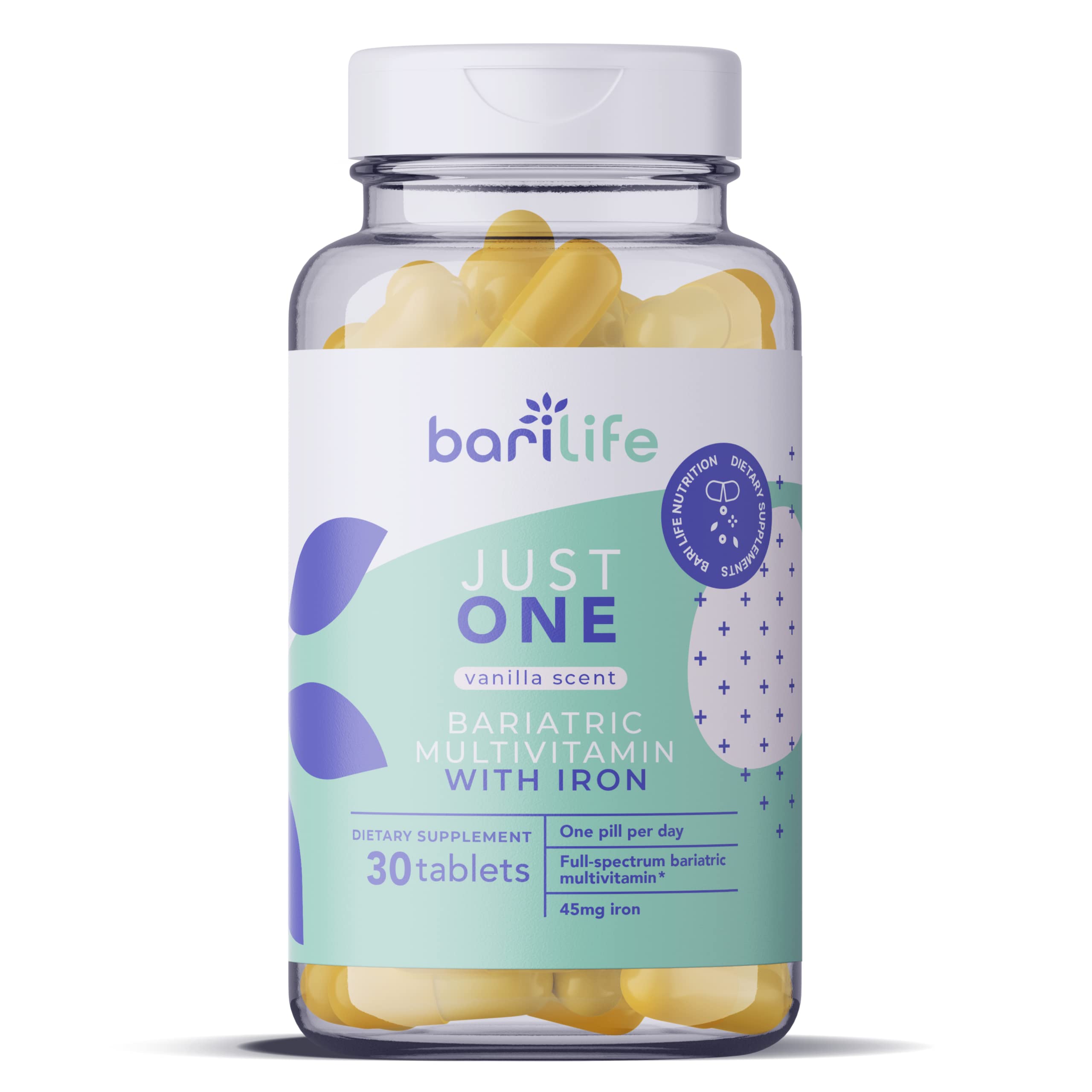 Just One - Once Daily Bariatric Multivitamin with Iron (30 Count) | Post-Bariatric Surgery Support | Essential Nutrients for Weight Loss Patients | Perfect for Gastric Bypass & Sleeve Gastrectomy Recovery