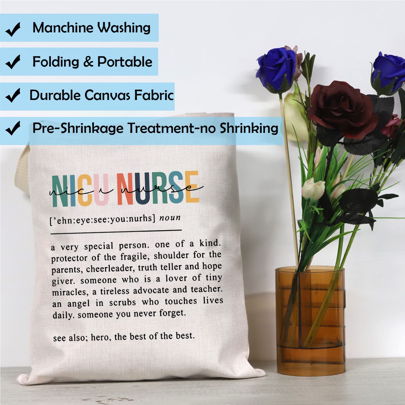 Premium NICU Nurse Tote Bag - Personalized RN Nursing Gift for Graduation, Work & Antepartum Nurses - Durable & Stylish Definition Tote for Medical Professionals - Perfect for Hospital Shifts, Clinicals & Nursing School