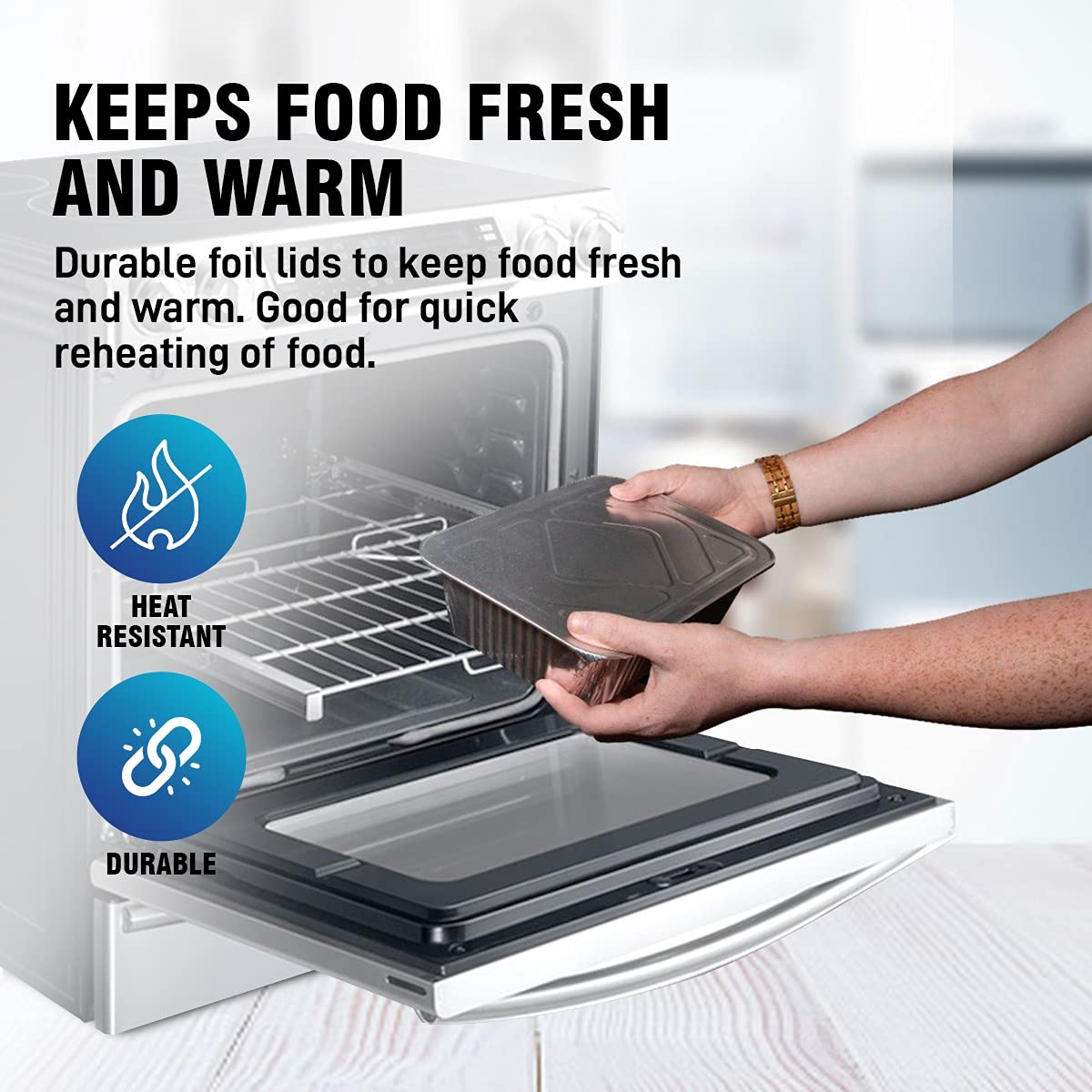 Disposable Aluminum Pans with Lids - 100 Pack (8.5 x 6 x 2.5 Inches) - 5 lb Oblong Foil Baking Pans for Cooking, Meal Prep, Party Serving & Food Storage - Perfect for Thanksgiving, Christmas & Catering Events