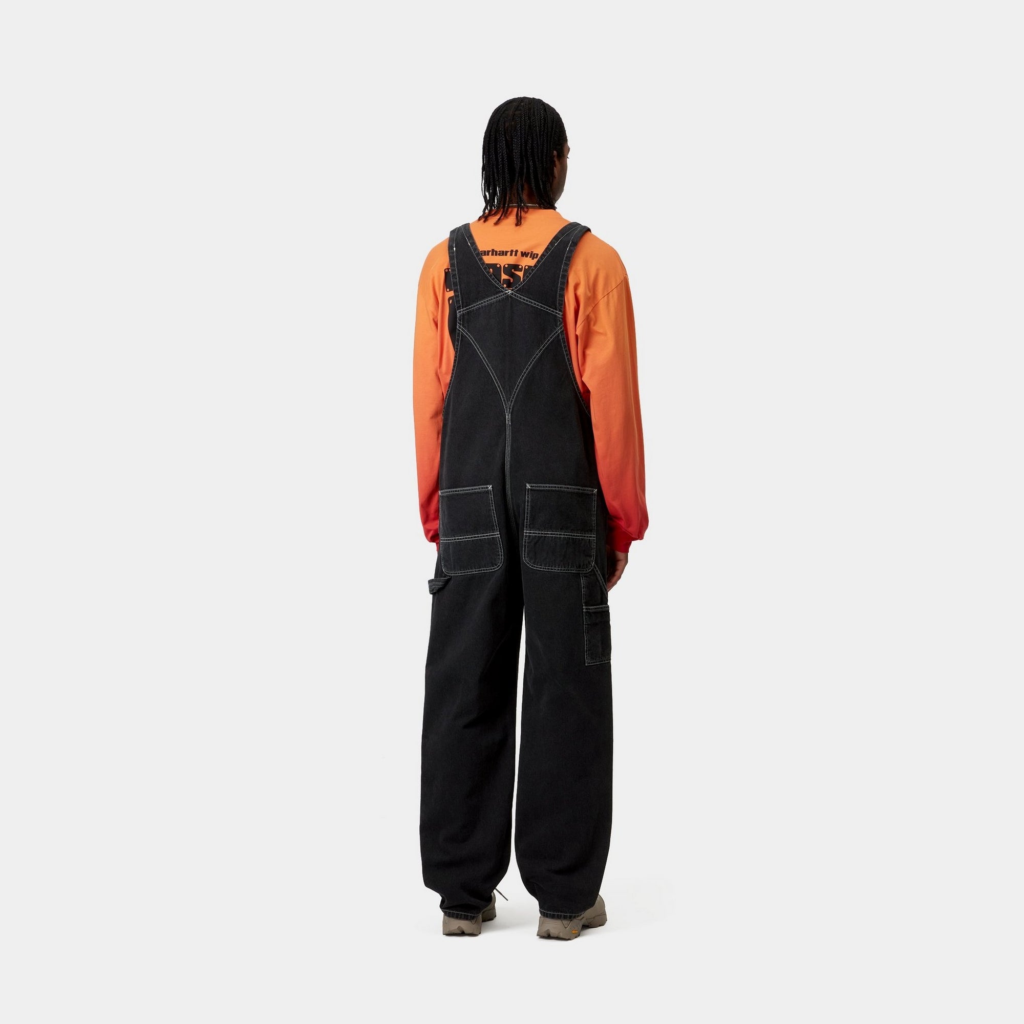 Men's Black Stone Washed Denim Bib Overalls - Durable Workwear for Farming, Construction & Outdoor Activities