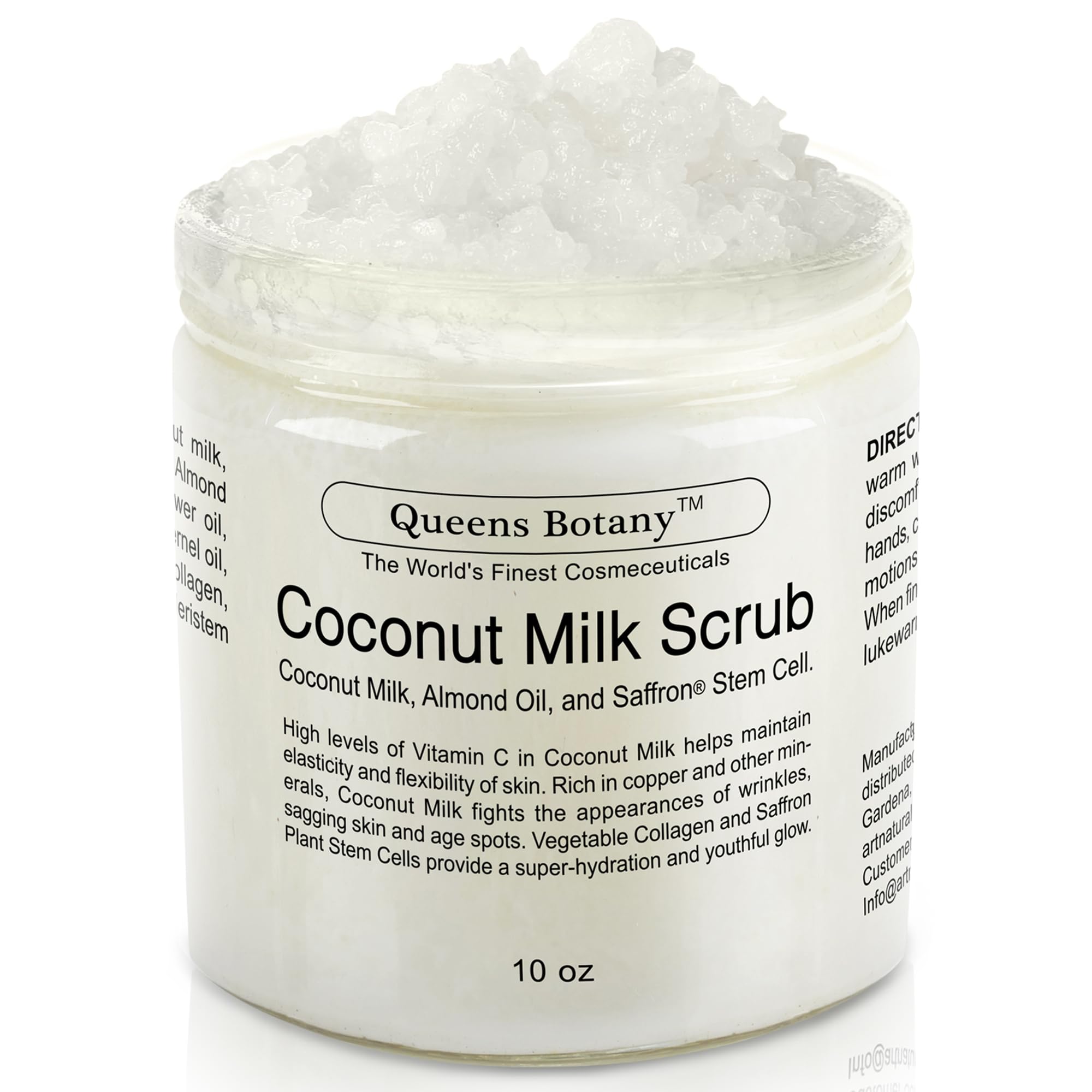 Organic Coconut Milk Body Scrub with Almond Oil & Saffron Stem Cell - Exfoliating & Moisturizing Salt Scrub for Dry Skin - Fights Aging, Acne, Eczema & Psoriasis - 10 oz - Perfect for Spa Day & At-Home Self Care Routine