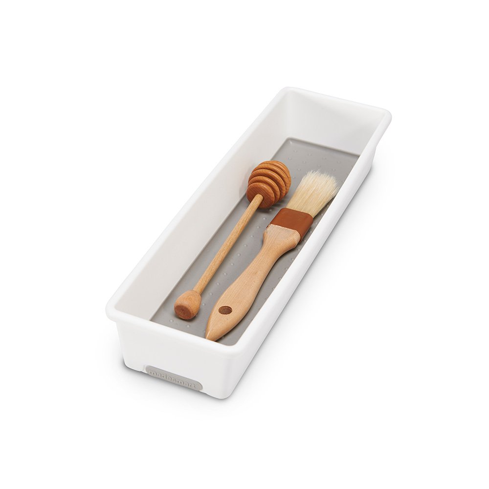 Madesmart Mini Silverware Tray - White Plastic Drawer Organizer for Kitchen & Office Storage