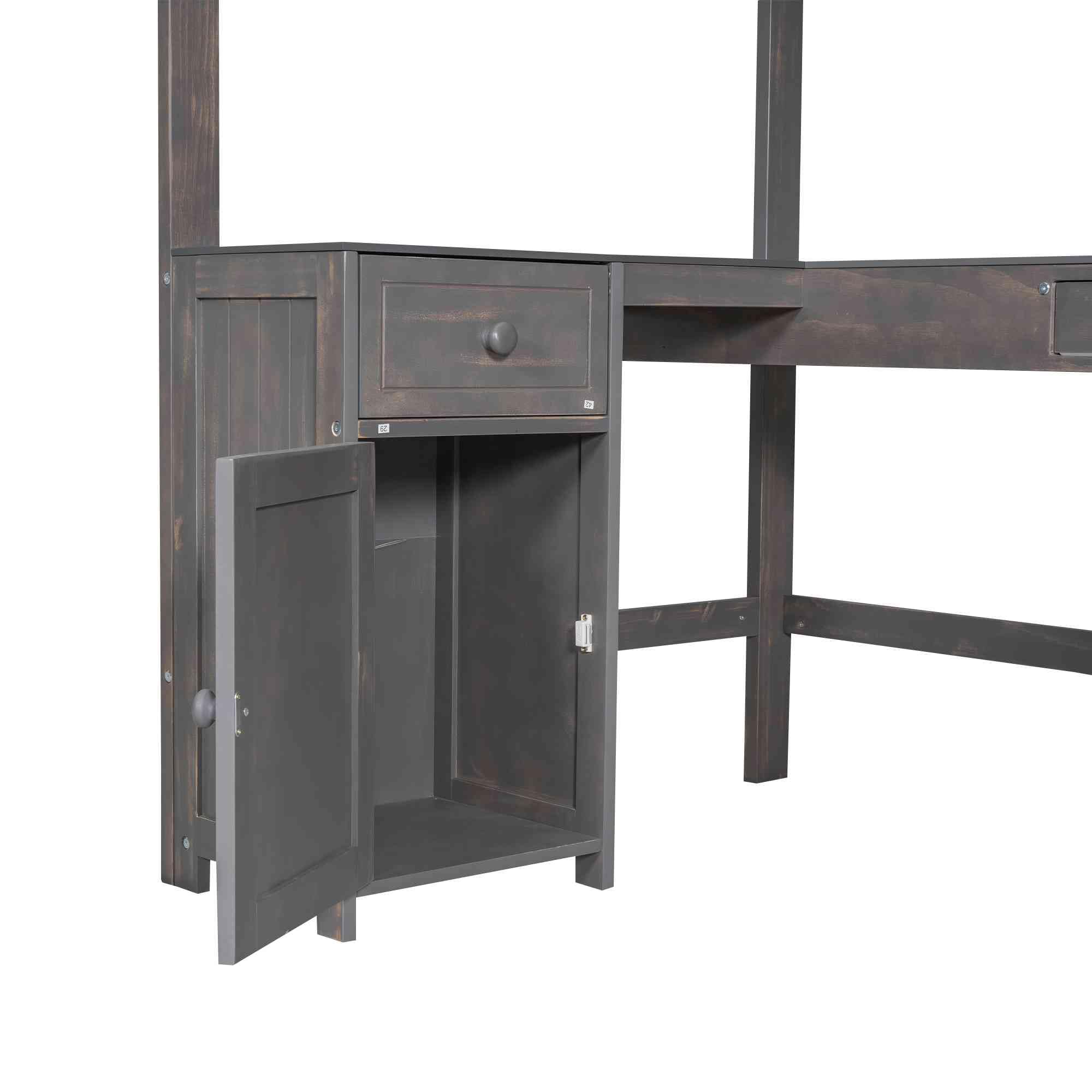 Twin Loft Bed with Storage & Desk - Solid Wood Space Saver for Kids Bedroom & Dorm
