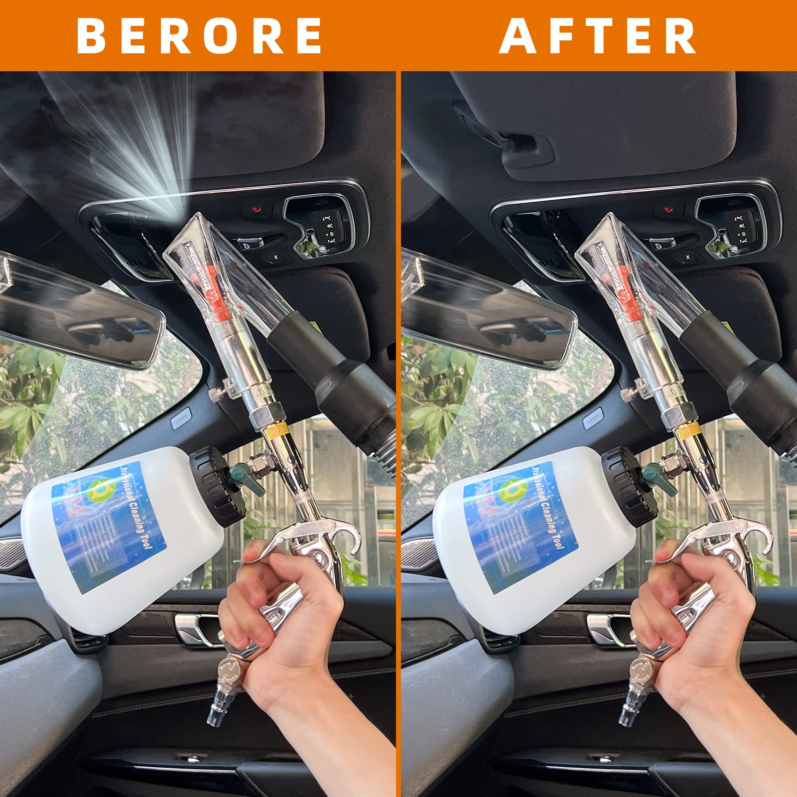 Multi-Purpose Car Cleaning Gun Kit with Detachable Sprinkler Head - Works with Air Compressor for Car Interior, Plush Toys & Blanket Cleaning | Perfect for Auto Detailing, Home & Pet Care