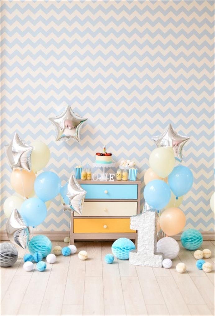 AOFOTO 4x6ft Baby 1st Birthday Backdrop - Sweet Balloon Cake Smash Photo Background with Paper Poms for Party Decoration, Studio Props & Newborn Portrait Photography | Perfect for 1st Birthday Parties, Cake Smash Photos, Baby Showers & Nursery Decor