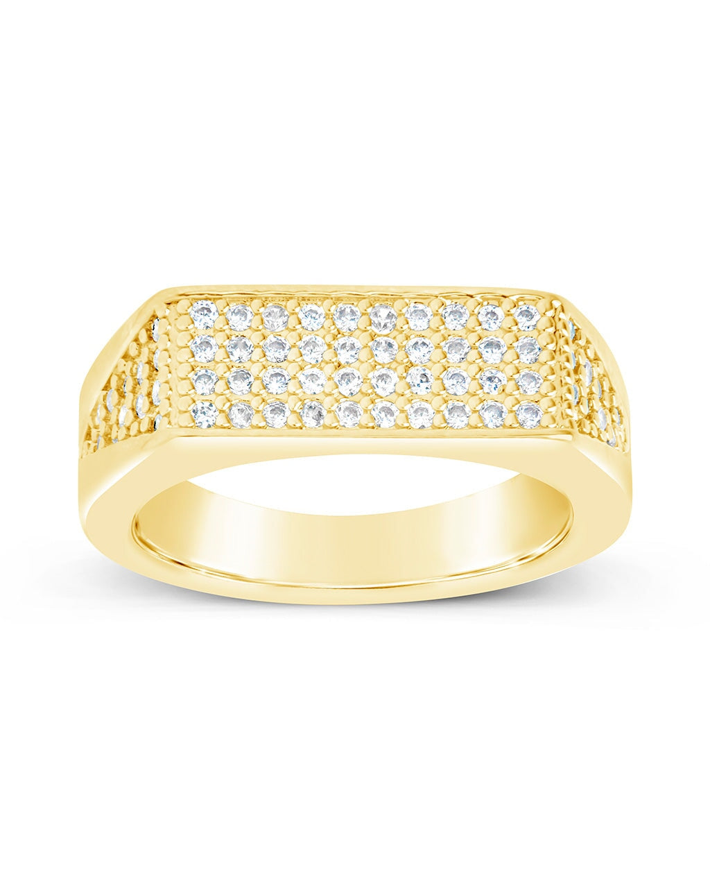 Men's CZ Bar Signet Ring - Sterling Silver Cubic Zirconia Statement Jewelry for Men | Perfect for Weddings, Gifts & Everyday Wear