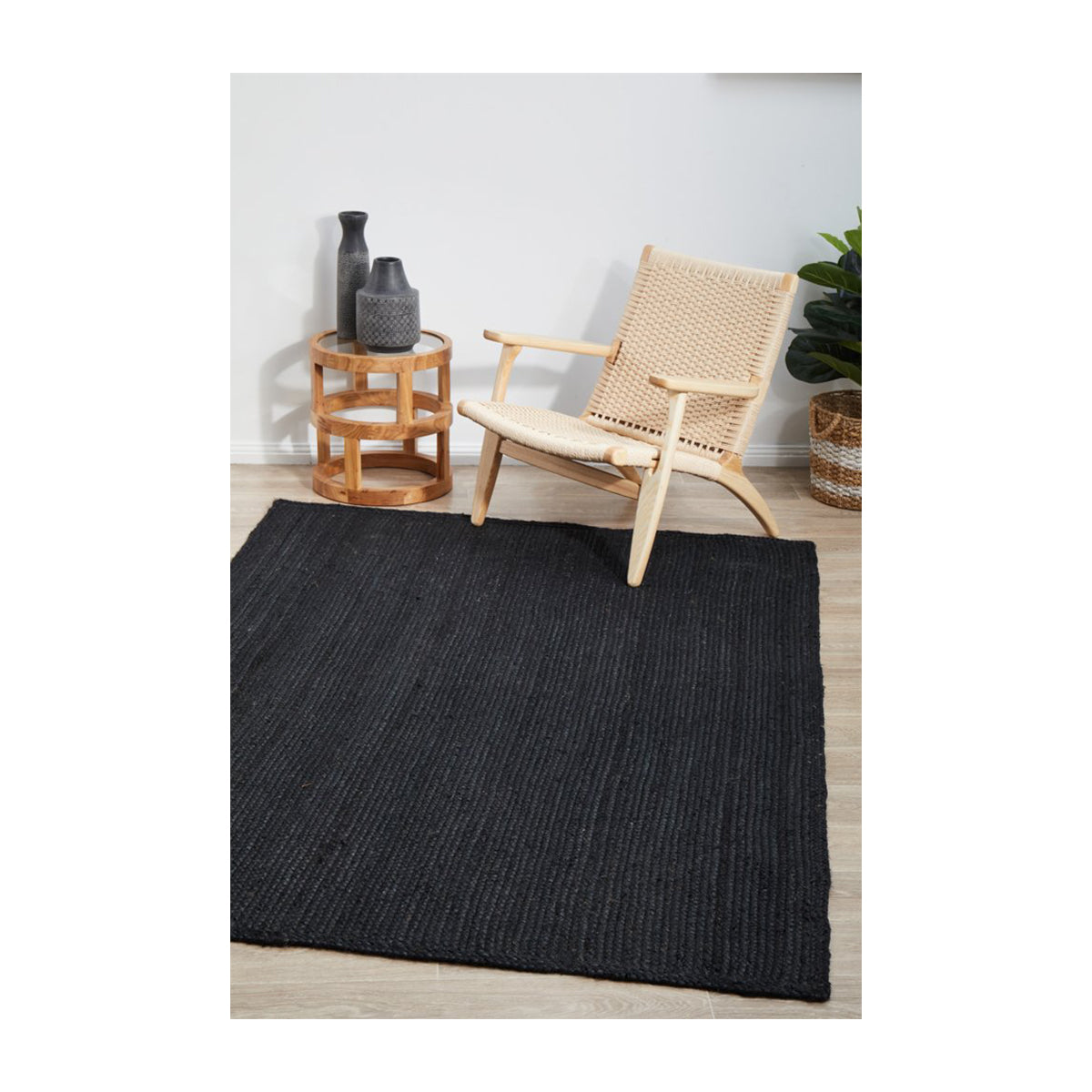 Bondi Rectangle Rug - Soft Modern Black Area Rug for Living Room, Bedroom, or Office - Non-Slip & Easy to Clean