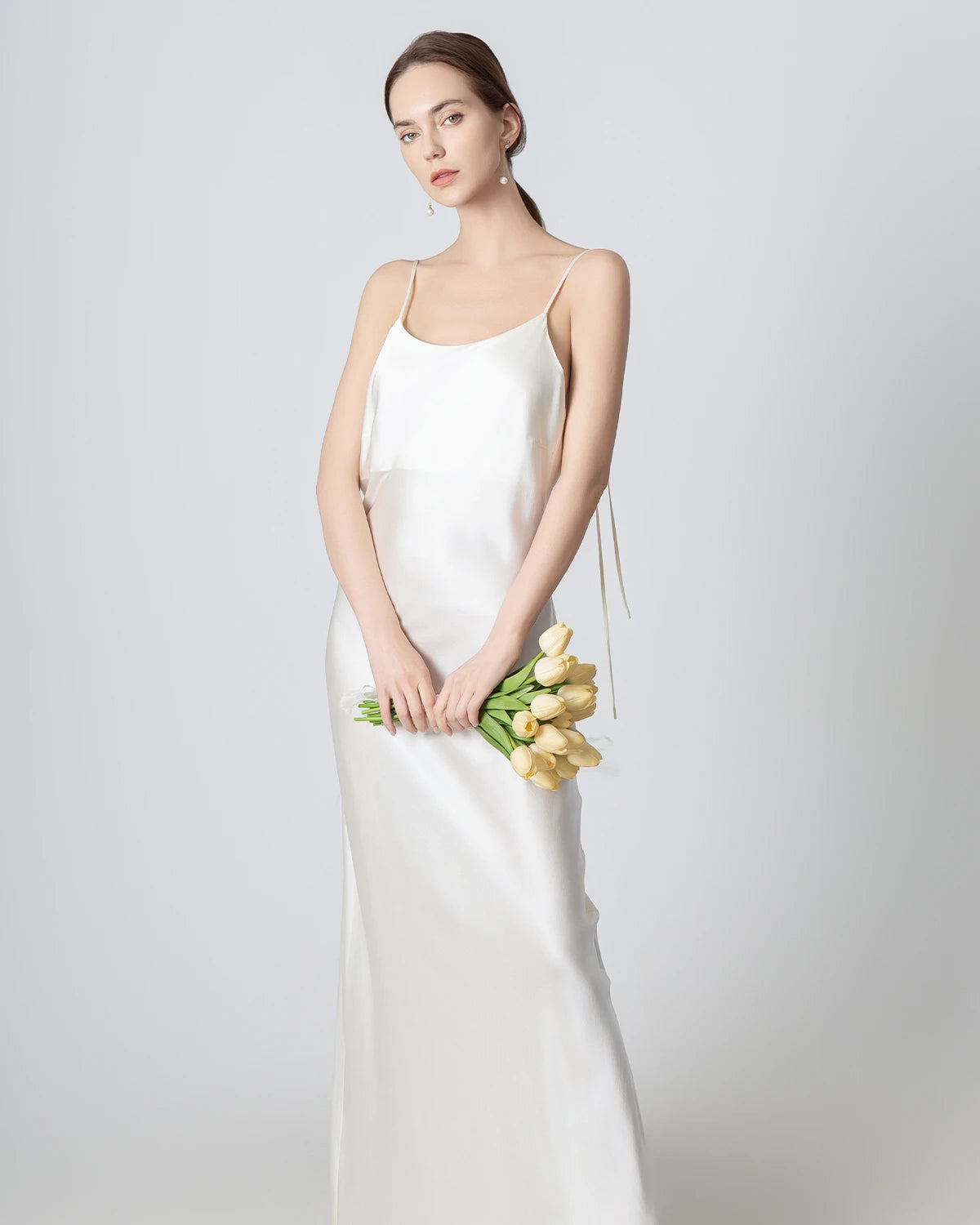 Elegant Backless Cami Maxi Silk Dress for Women - Summer Beach Wedding Party & Evening Occasions