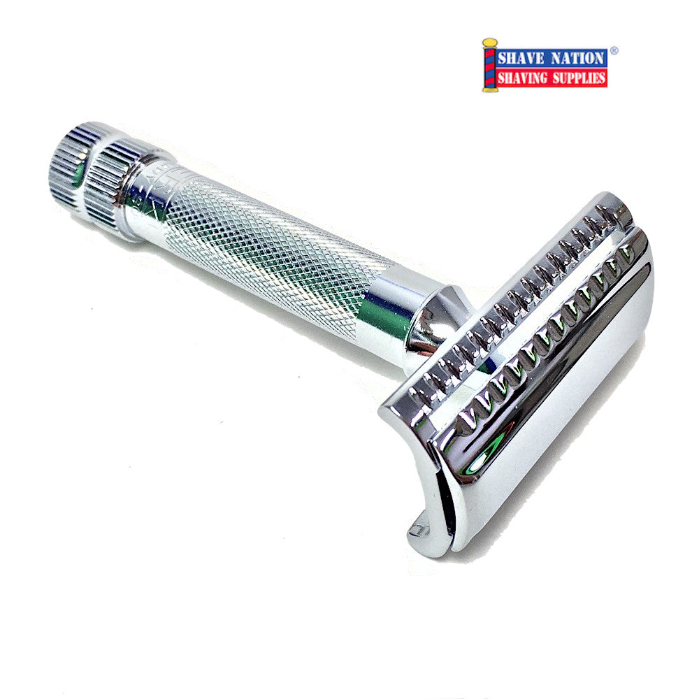 Merkur 37C Slant Bar Safety Razor for Men - German Stainless Steel Double Edge Razor for Close Shave - Perfect for Wet Shaving & Travel Grooming Kit