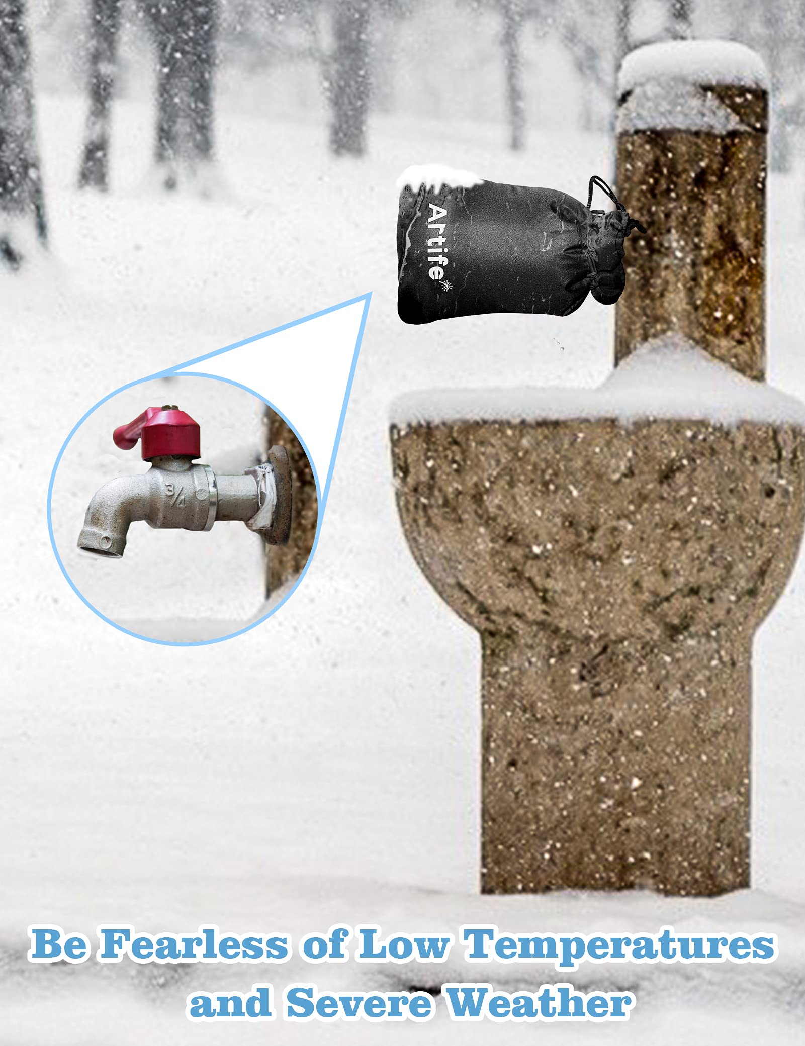 Upgraded Thickened Outdoor Faucet Covers for Winter Freeze Protection - Insulated Garden Water Spigot & Hose Bib Socks (Black, 2 Pack) - Perfect for Winterizing Outdoor Pipes & Preventing Frozen Faucets
