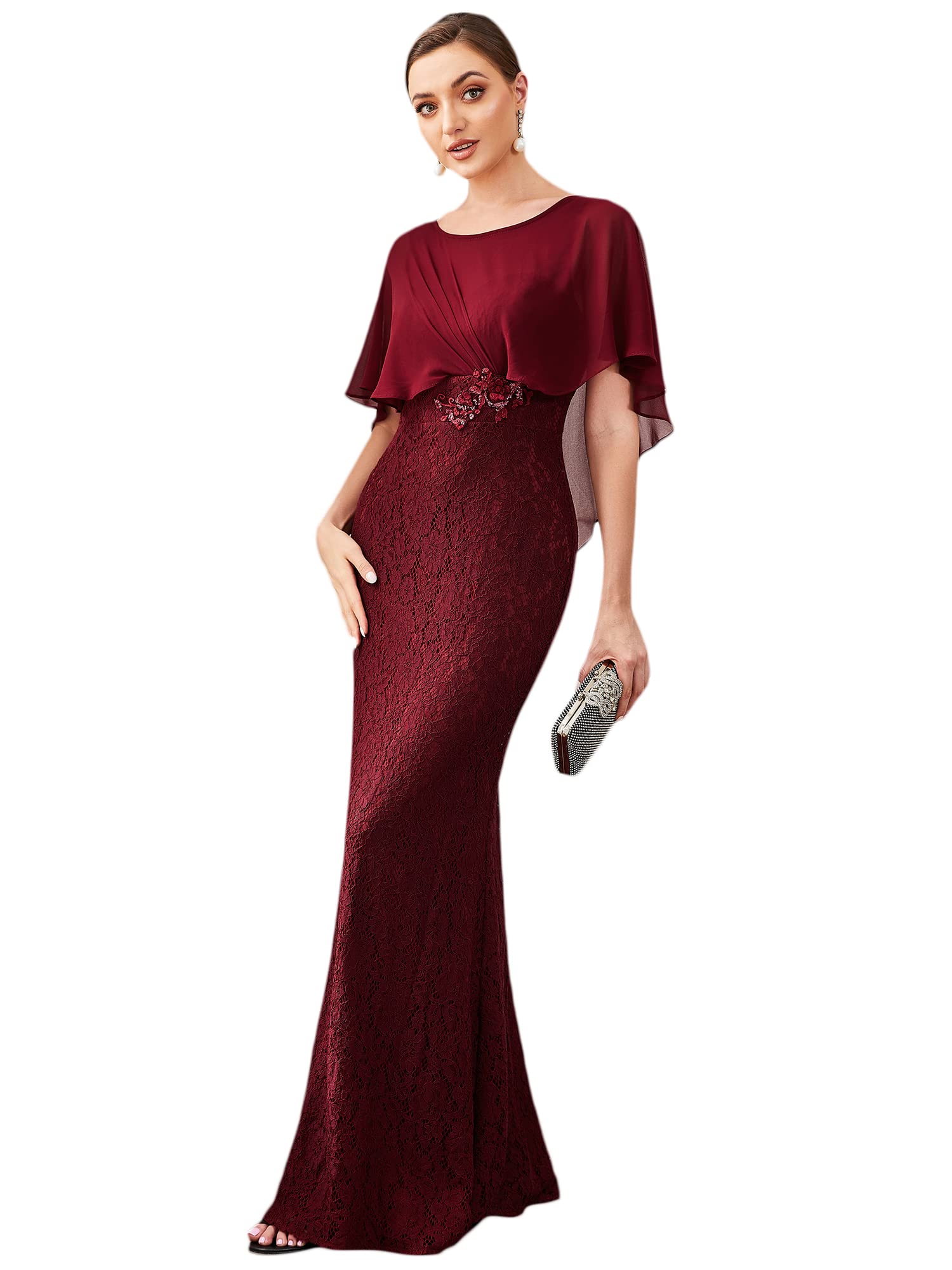 Ever-Pretty Women's Elegant Crewneck Bodycon Mermaid Dress for Wedding Guest & Mother of Bride - Style 0142A | Perfect for Formal Events, Evening Parties & Special Occasions