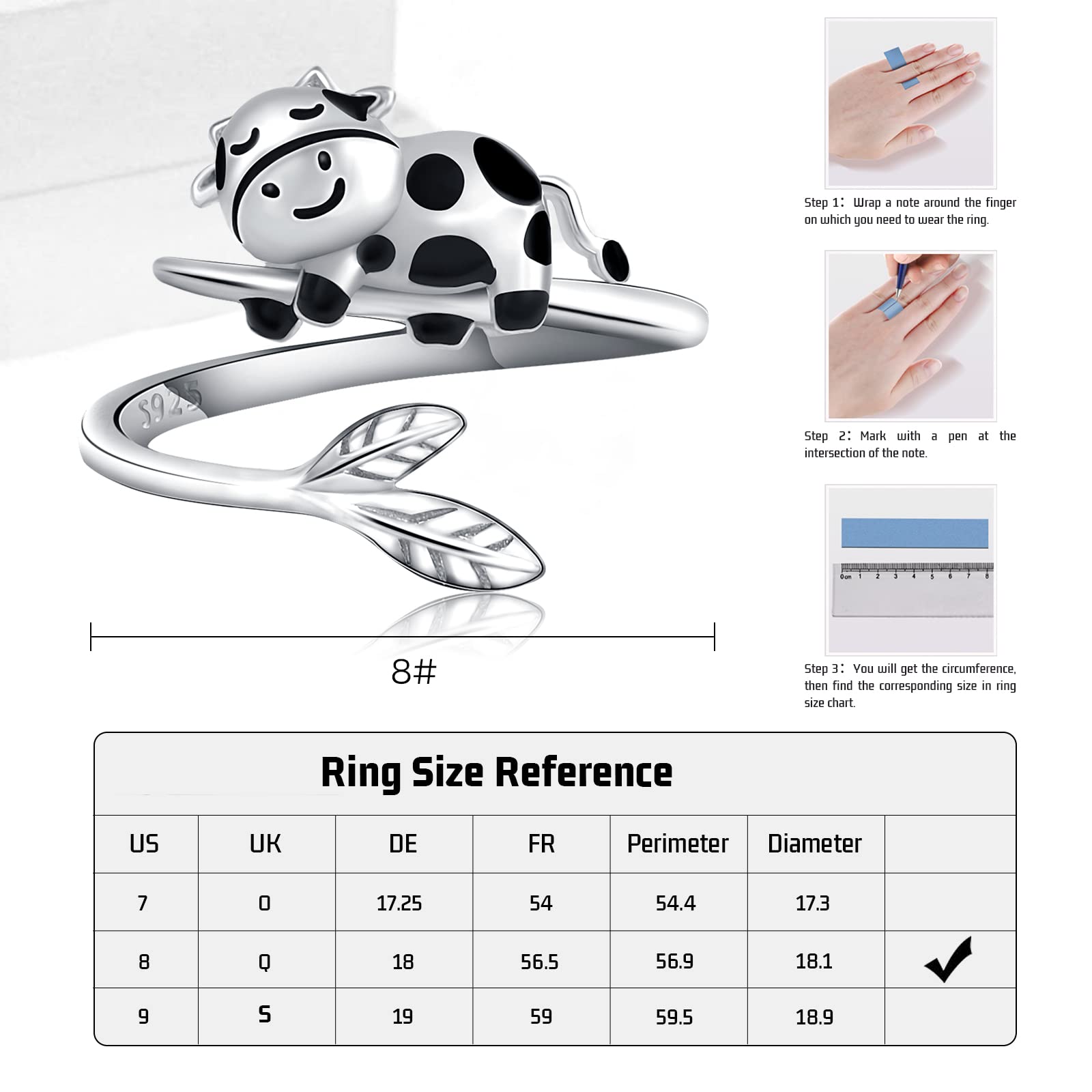 JUSTKIDSTOY 925 Sterling Silver Cute Panda & Koala Adjustable Open Ring - Animal Jewelry Gift for Women & Girls - Perfect for Everyday Wear, Birthdays & Special Occasions