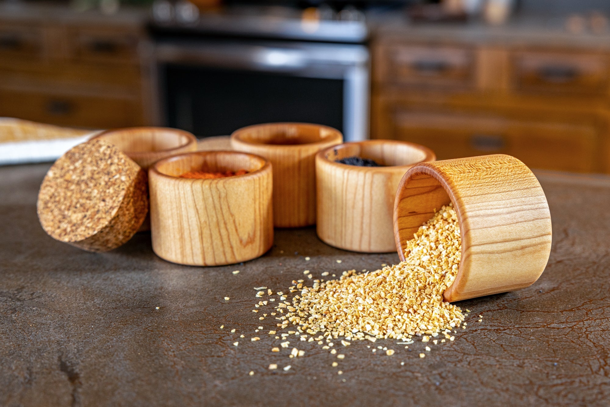 Premium Wooden Salt Cup - Handcrafted Natural Bamboo Salt Holder for Kitchen & Dining Table - Perfect for Himalayan Salt, Sea Salt & Spice Storage