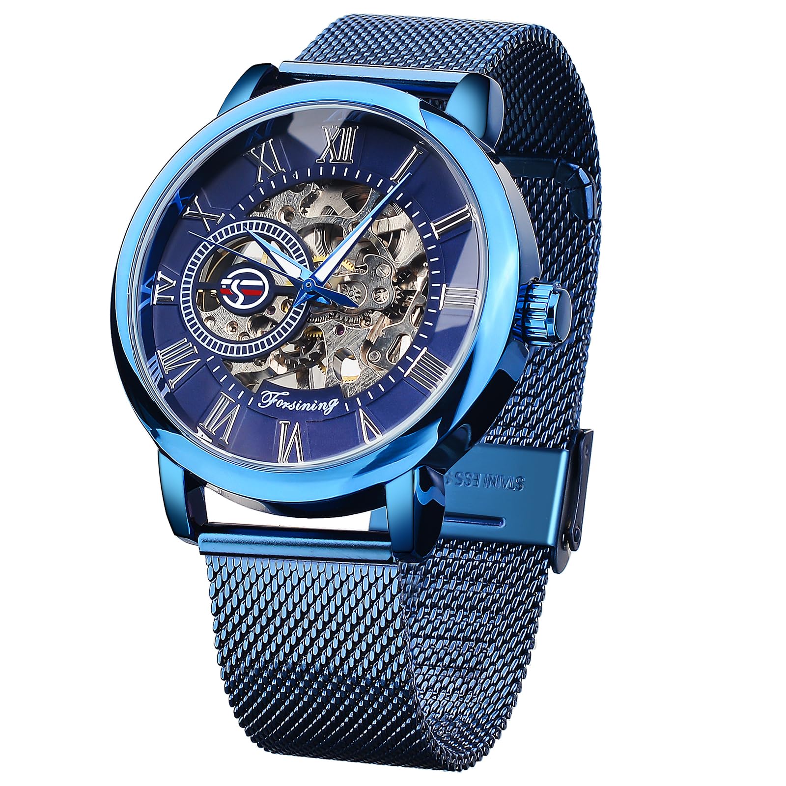 FORSINING Men's Skeleton Mechanical Watch - Steampunk Black Transparent Dial, Minimalist Retro Design Wristwatch for Men | Perfect for Formal Events, Business Meetings & Vintage Fashion Style