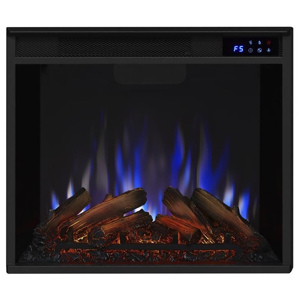 BOWERY HILL 1500W Black Electric Fireplace Heater with Remote Control, Adjustable LED Flame, Steel Firebox Mantel - Perfect for Living Room, Bedroom & Office Heating