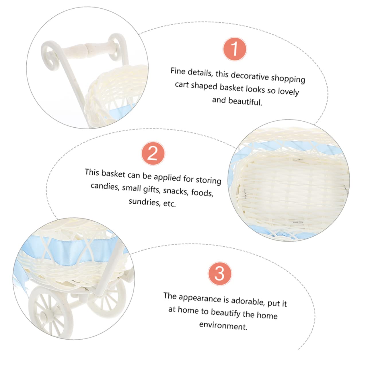 CRILSTYLEO 2-Pack Woven Mesh Storage Baskets - Trolley Shaped Baby Shower Candy Containers, Party Decorations & Favors for Home Organization, Nursery, Wedding, Birthday Celebrations